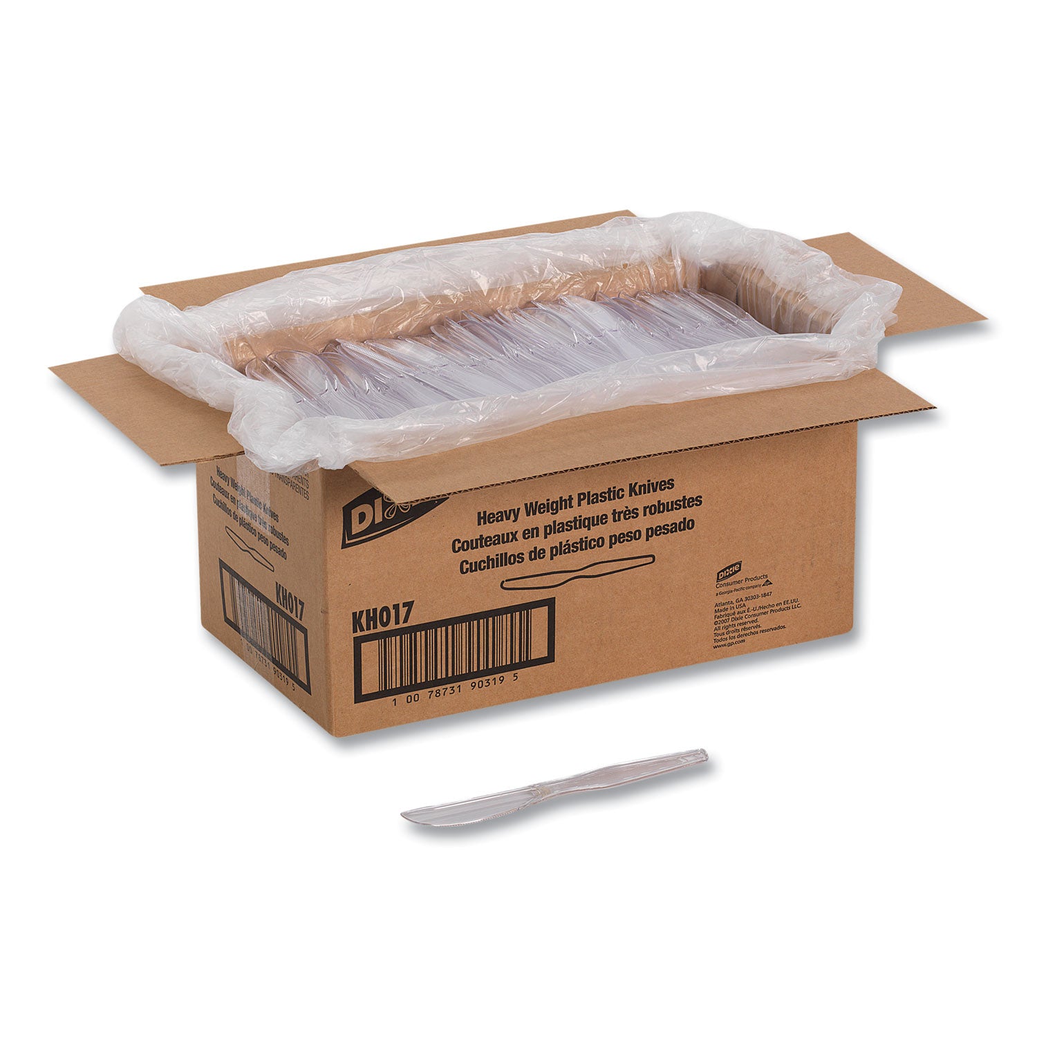 Dixie Heavyweight Plastic Cutlery - Knife - 1 x Knife - Breakroom - Disposable - Clear - 1000 / Carton