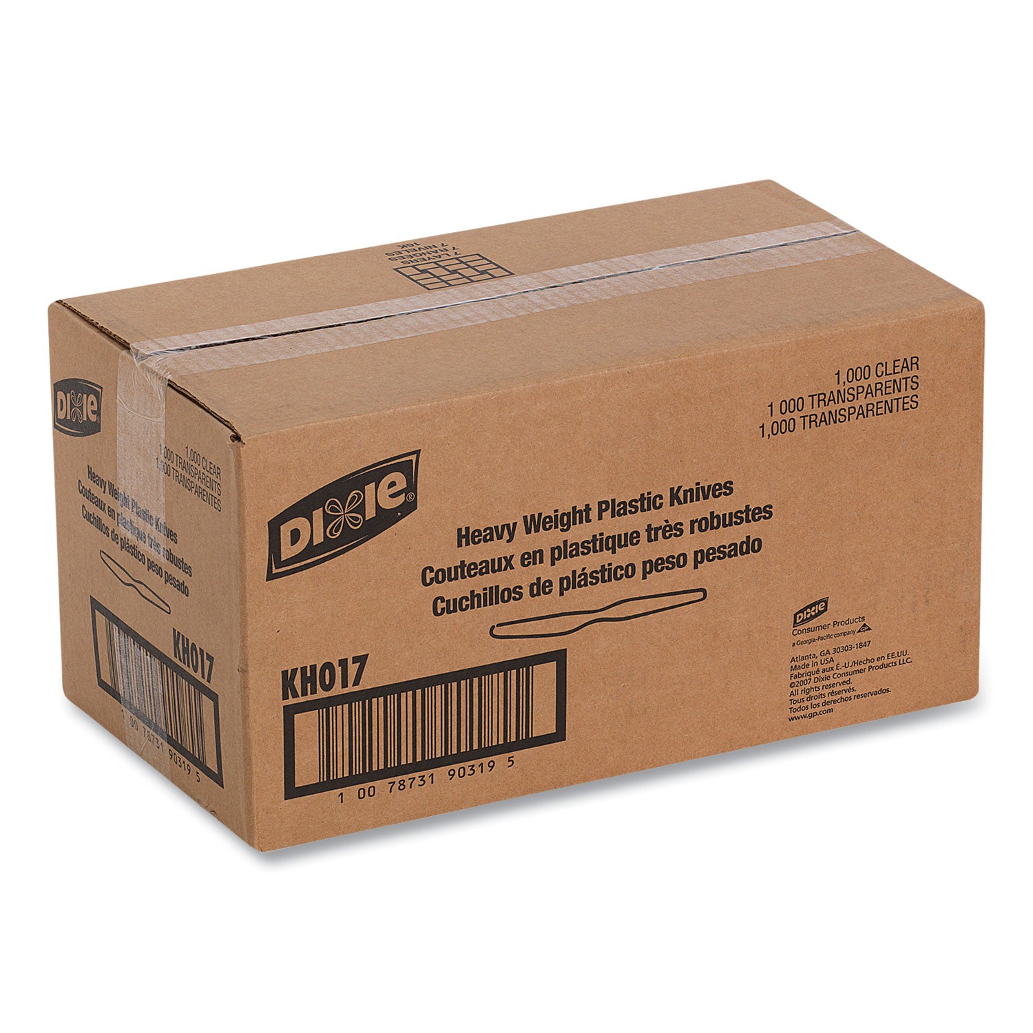 Dixie Heavyweight Plastic Cutlery - Knife - 1 x Knife - Breakroom - Disposable - Clear - 1000 / Carton