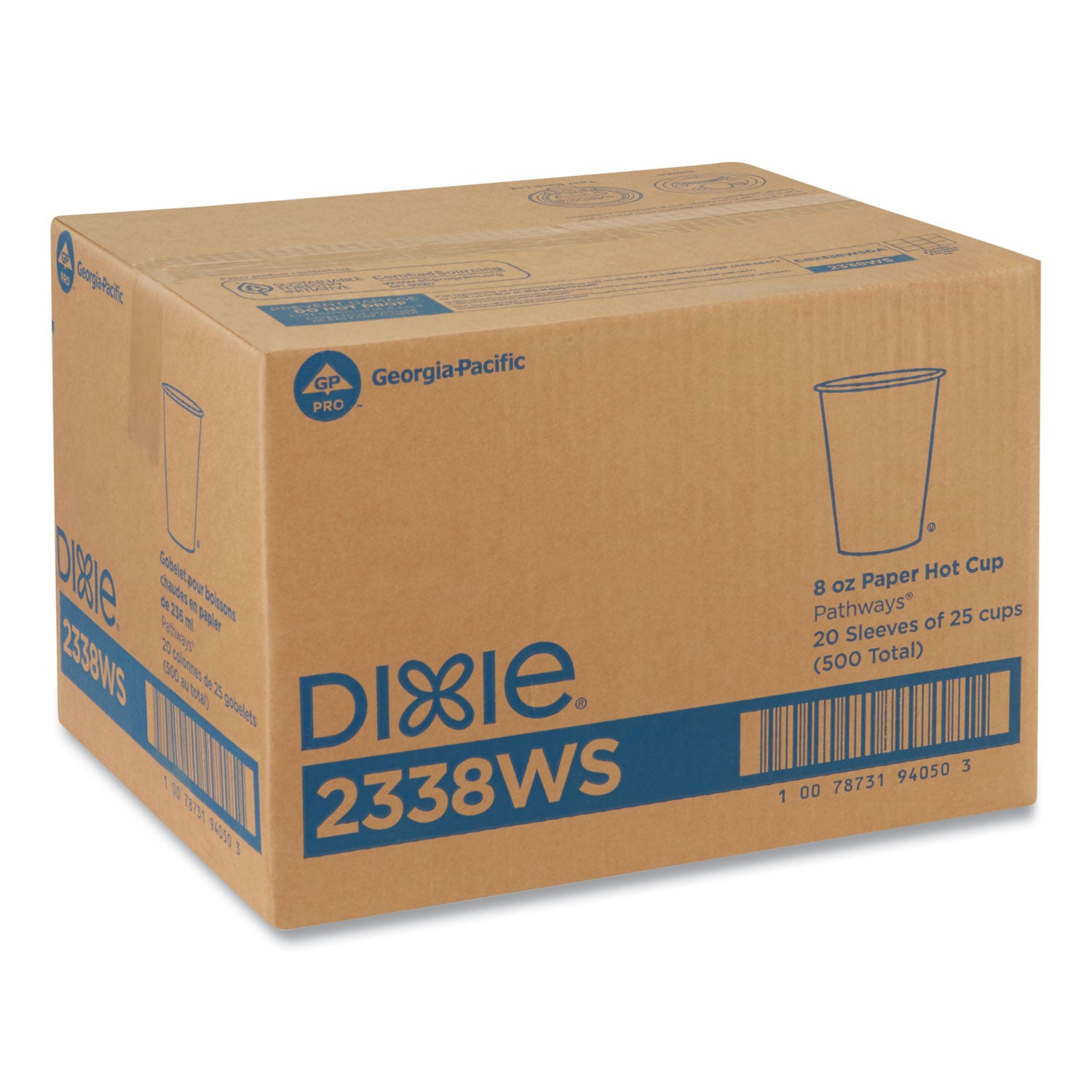 Dixie Pathways 8 oz Paper Hot Cups, White, Paper, 25 Pack