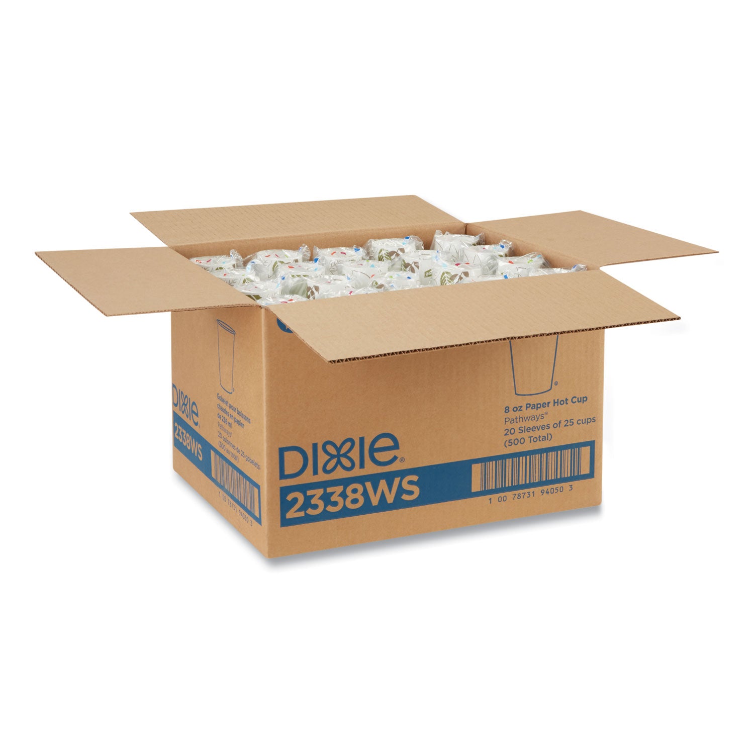Dixie Pathways 8 oz Paper Hot Cups, White, Paper, 25 Pack