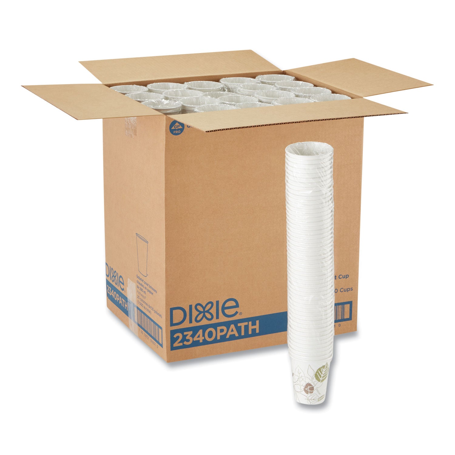 Dixie Pathways 10 oz Paper Hot Cups By GP Pro - 10 fl oz - White - Paper - Hot Drink - 50 / Pack