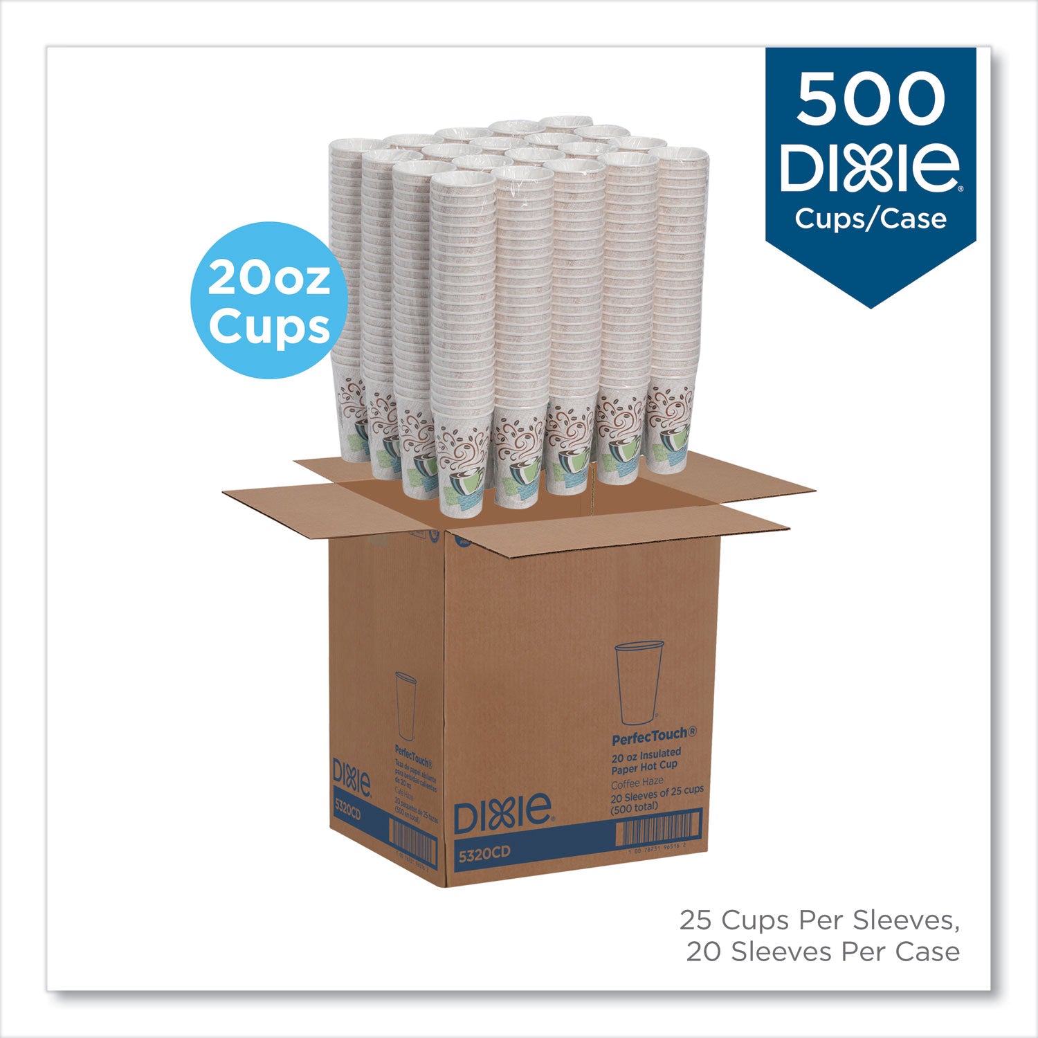 20 fl oz - White, Green, Brown - Paper - Hot Drink - 25/Pack - 20 / Carton
