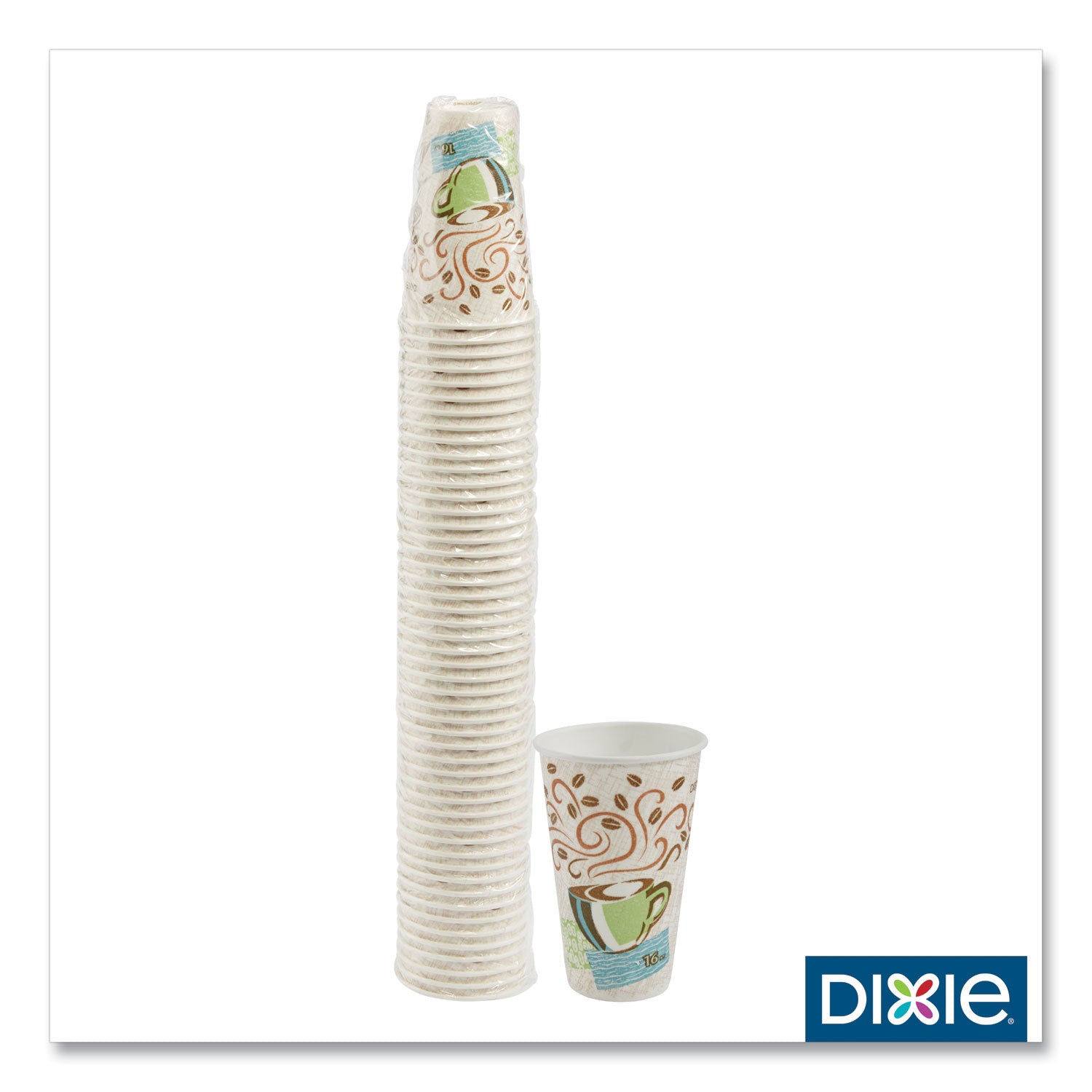 Dixie PerfecTouch 16 oz Insulated Paper Hot Coffee Cups by GP Pro - 16 fl oz - Multi - Paper - Hot Drink, Coffee - 50 / Pack
