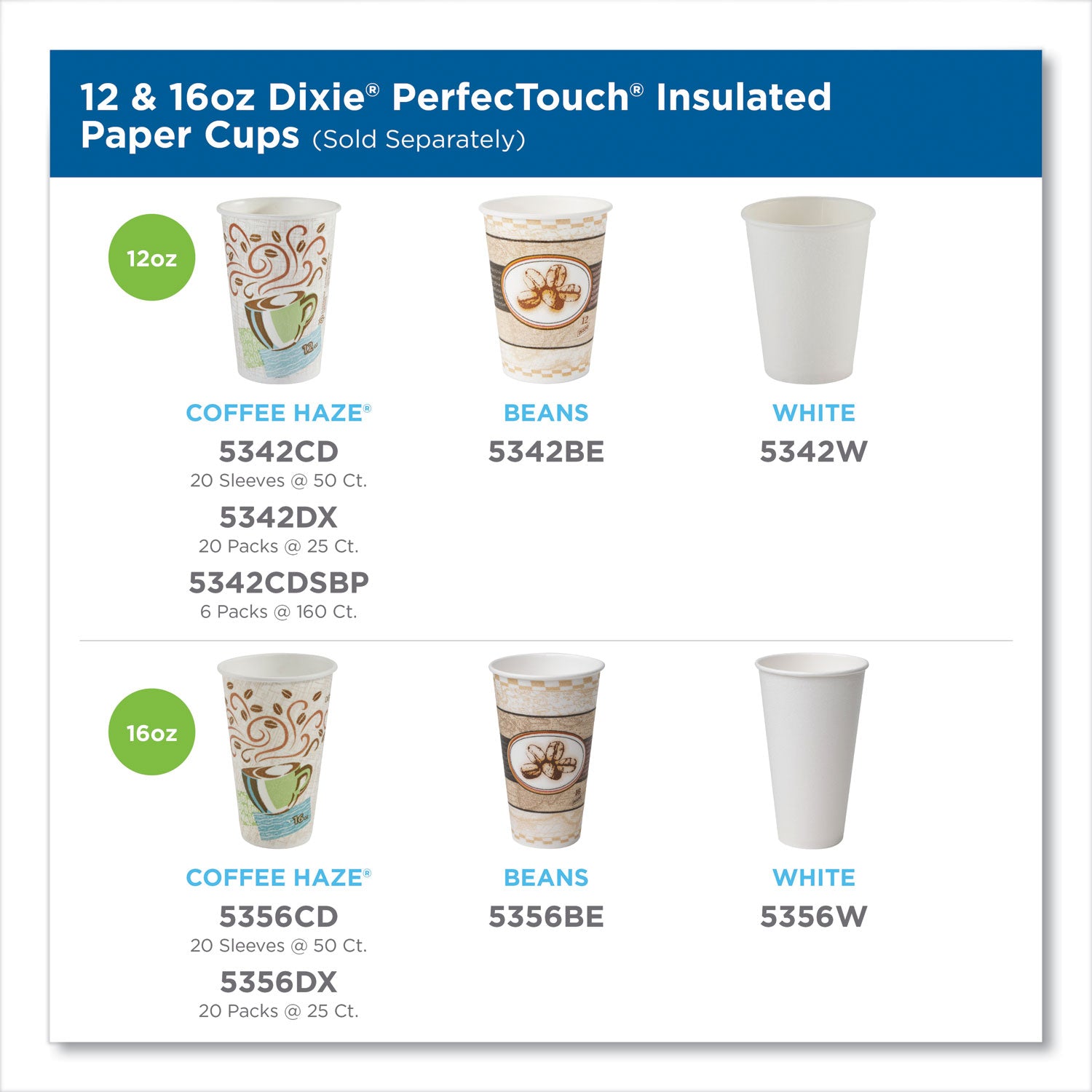 Dixie PerfecTouch 12 oz Insulated Paper Hot Coffee Cups by GP Pro - 12 fl oz - Cone - Coffee Haze - Paper - Hot Drink, Coffee - 25 / Pack