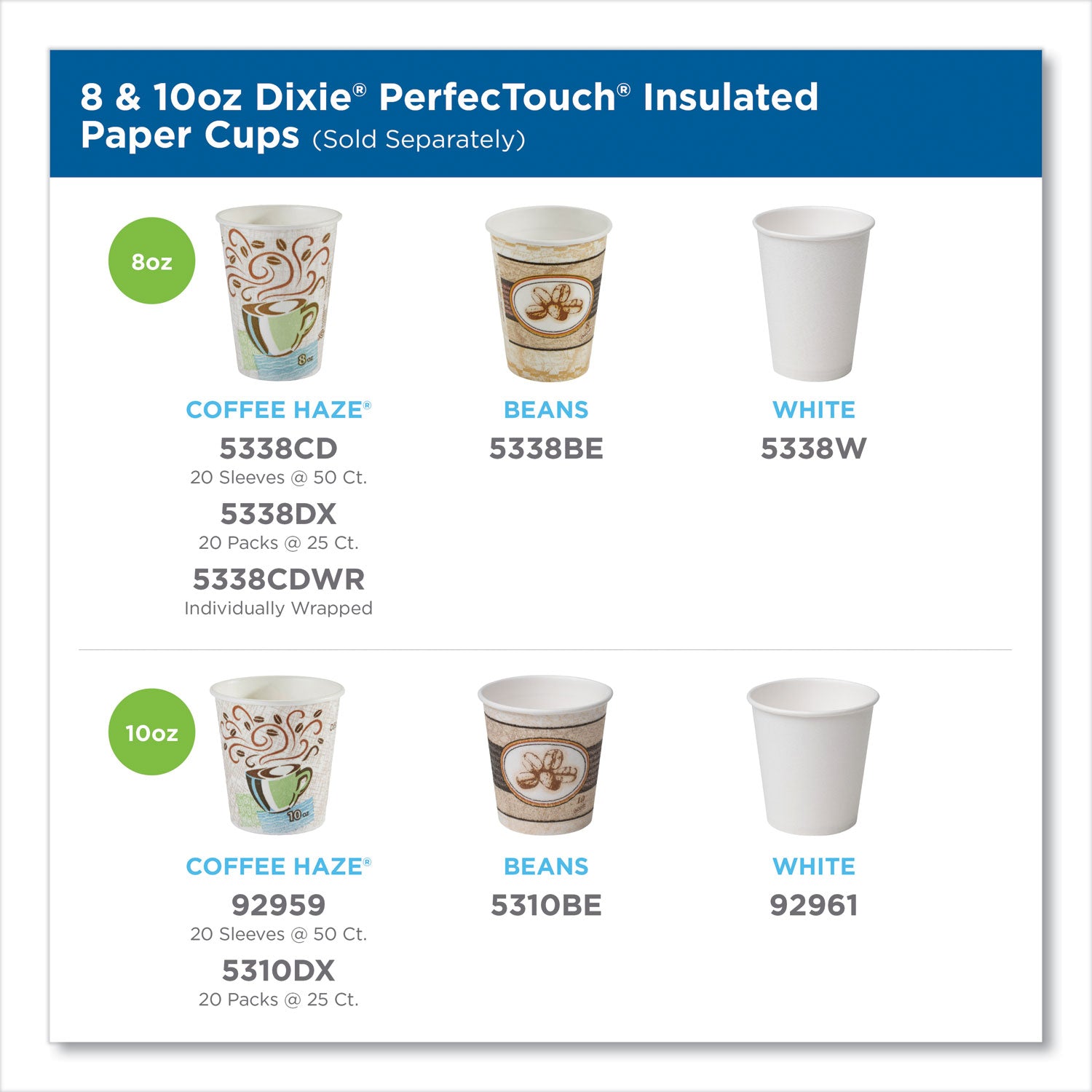 Perfectouch Paper Hot Cups, 8 Oz, Coffee Haze Design, 50/pack