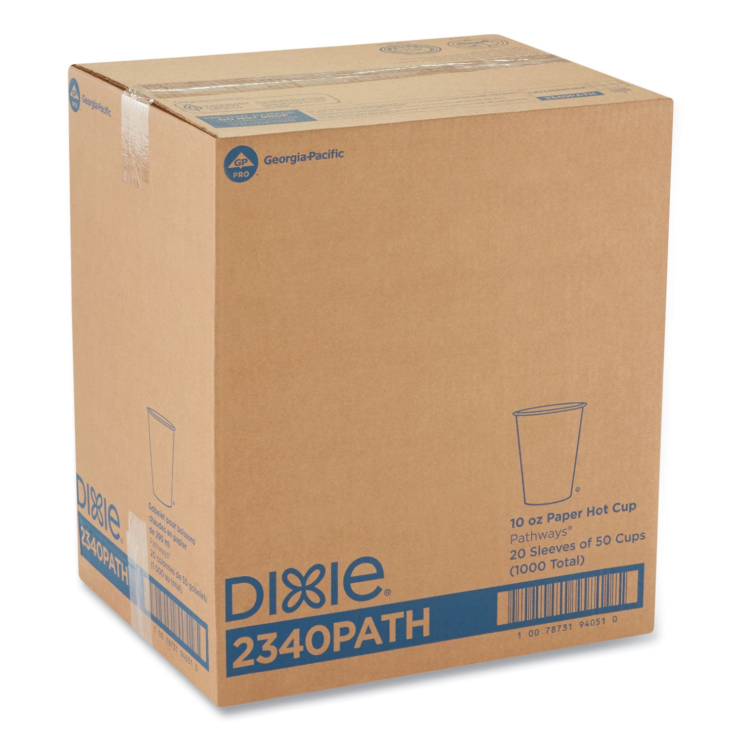 Dixie Pathways 10 oz Paper Hot Cups By GP Pro - 10 fl oz - White - Paper - Hot Drink - 50 / Pack
