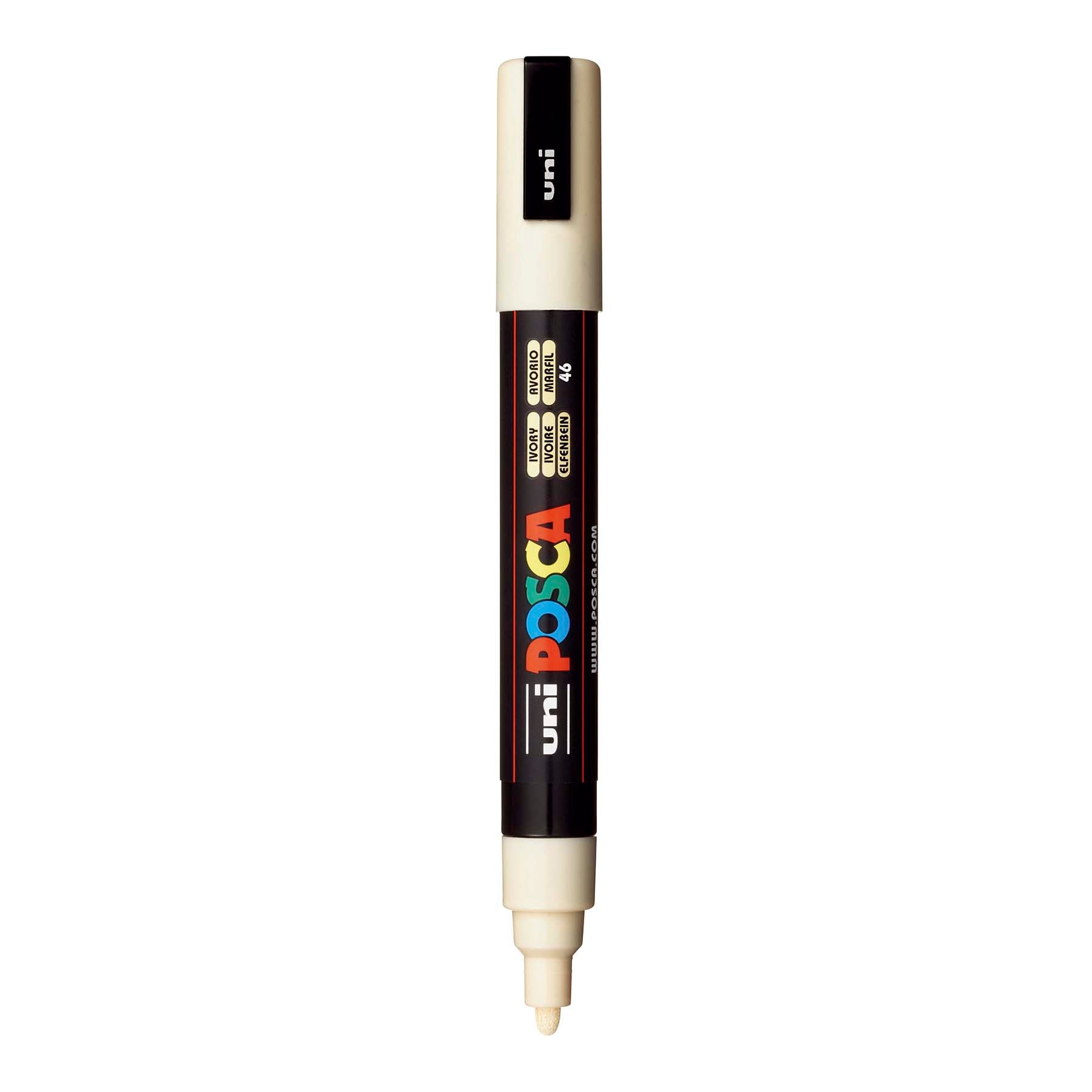 uni® POSCA PC-5M Water-Based Paint Markers, Reversible Medium Tip (1.8-2.5mm), Ivory