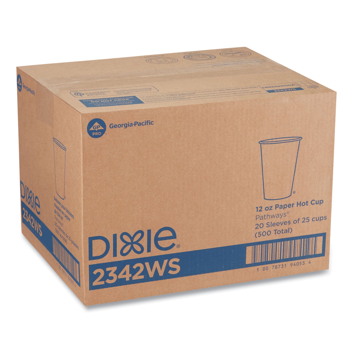 Dixie Pathways 12 oz Paper Hot Cups, White, Paper, 25 Pack