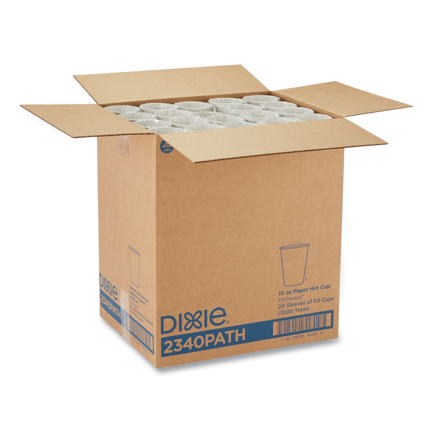 Dixie Pathways 10 oz Paper Hot Cups By GP Pro - 10 fl oz - White - Paper - Hot Drink - 50 / Pack