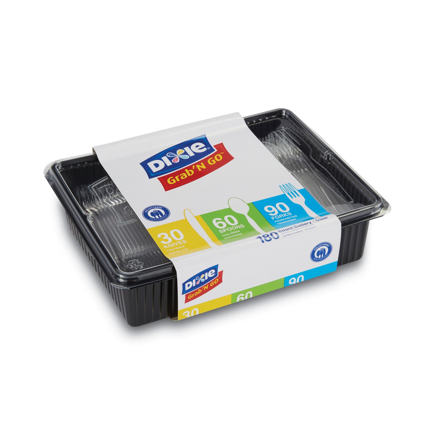 Combo Pack, Tray with Clear Plastic Utensils, Heavyweight, (90) Forks/(30) Knives/(60) Spoons, Plastic, Clear, 1,800/Carton