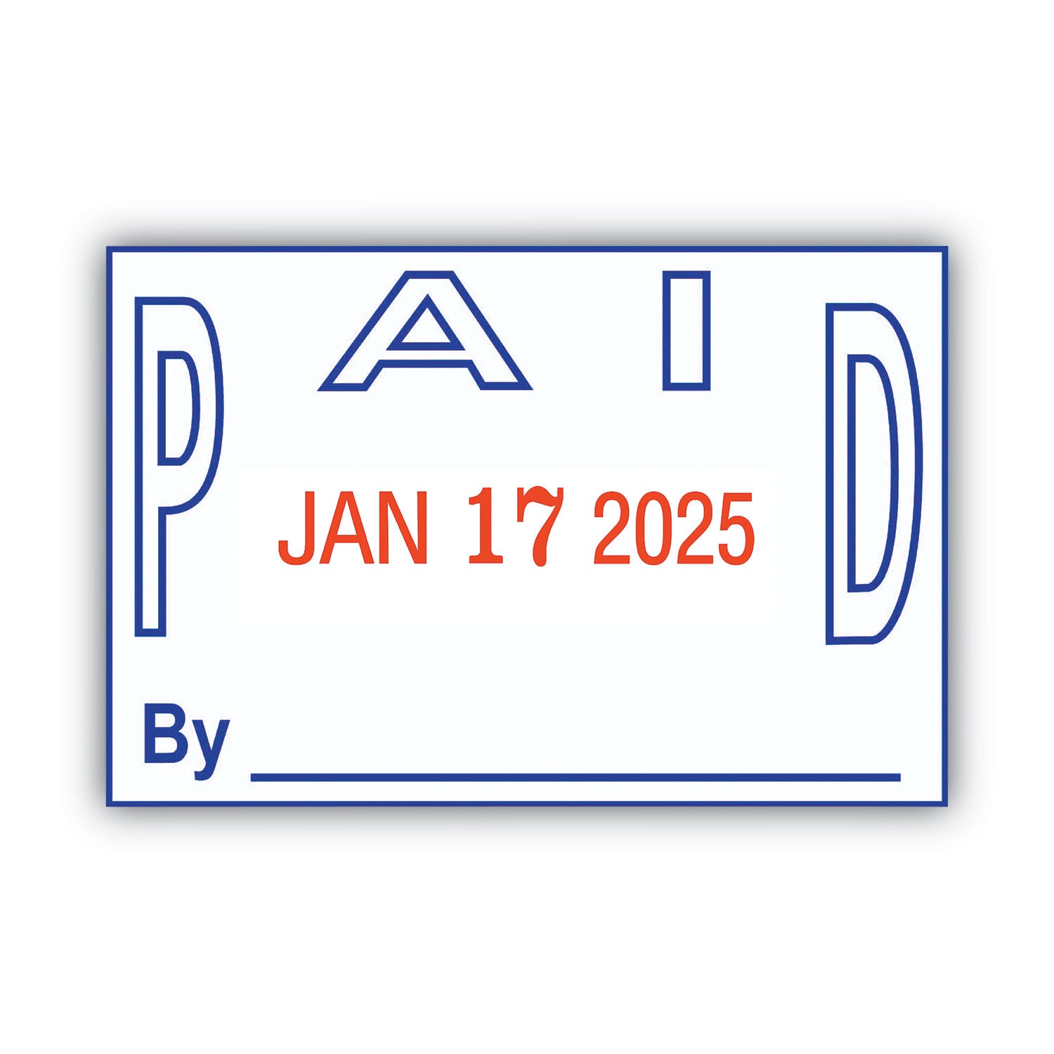 Message/Date Stamp - PAID - 1.25" Impression Width - 5000 Impression(s) - 4 Bands - Blue, Red - Acrylonitrile Butadiene Styrene (ABS), Plastic - 1 Each