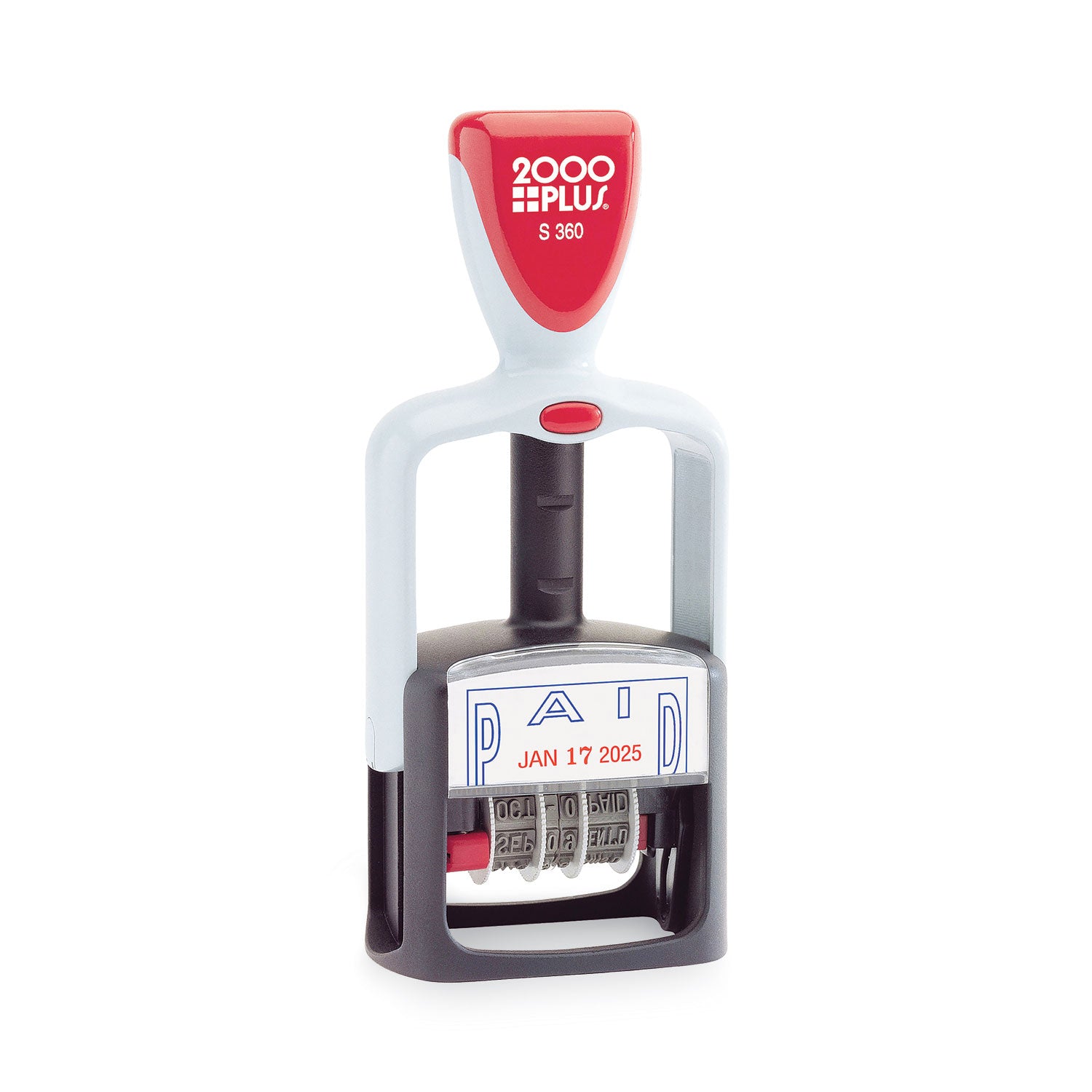 Message/Date Stamp - PAID - 1.25" Impression Width - 5000 Impression(s) - 4 Bands - Blue, Red - Acrylonitrile Butadiene Styrene (ABS), Plastic - 1 Each