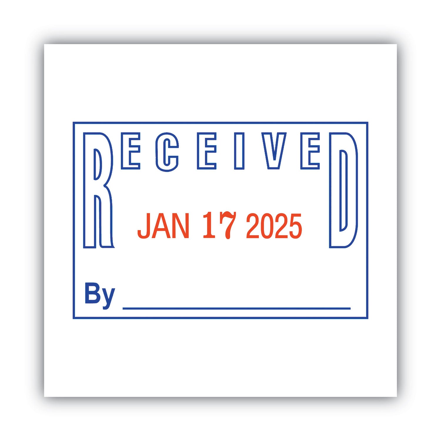 Message/Date Stamp - RECEIVED - 1" Impression Width - 4 Bands - Blue, Red - Plastic Plastic - 1 Each