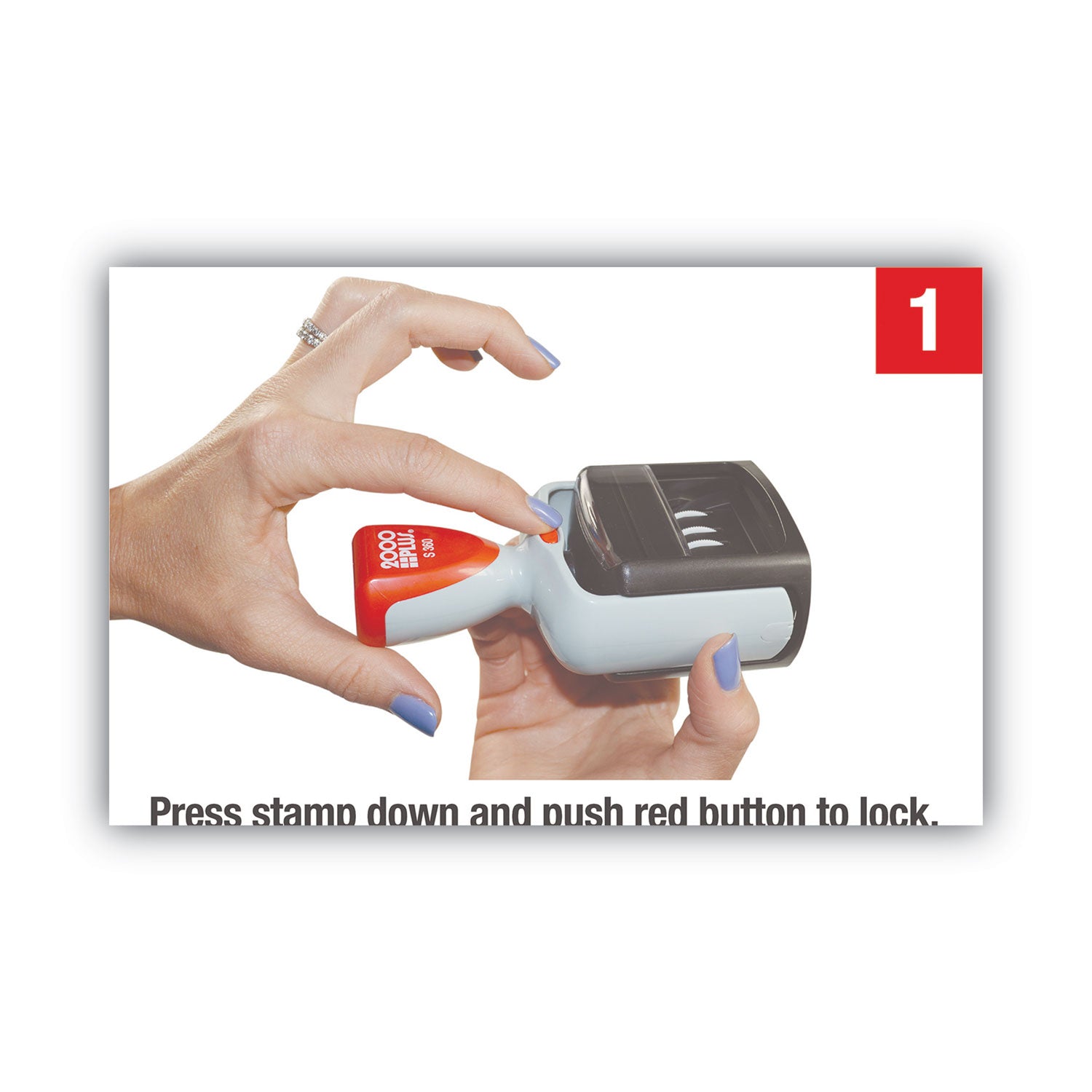 Message/Date Stamp - RECEIVED - 1" Impression Width - 4 Bands - Blue, Red - Plastic Plastic - 1 Each