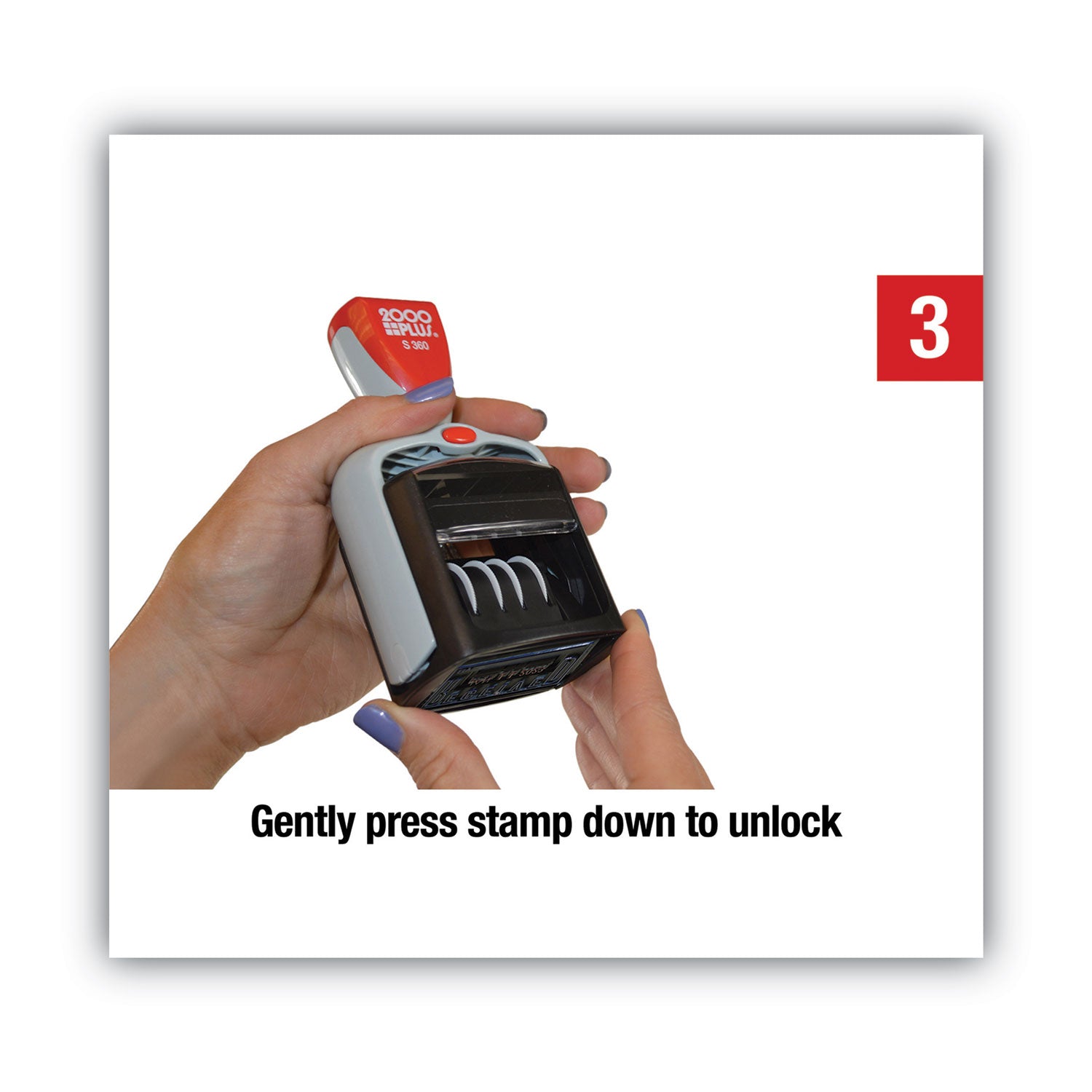 Message/Date Stamp - RECEIVED - 1" Impression Width - 4 Bands - Blue, Red - Plastic Plastic - 1 Each