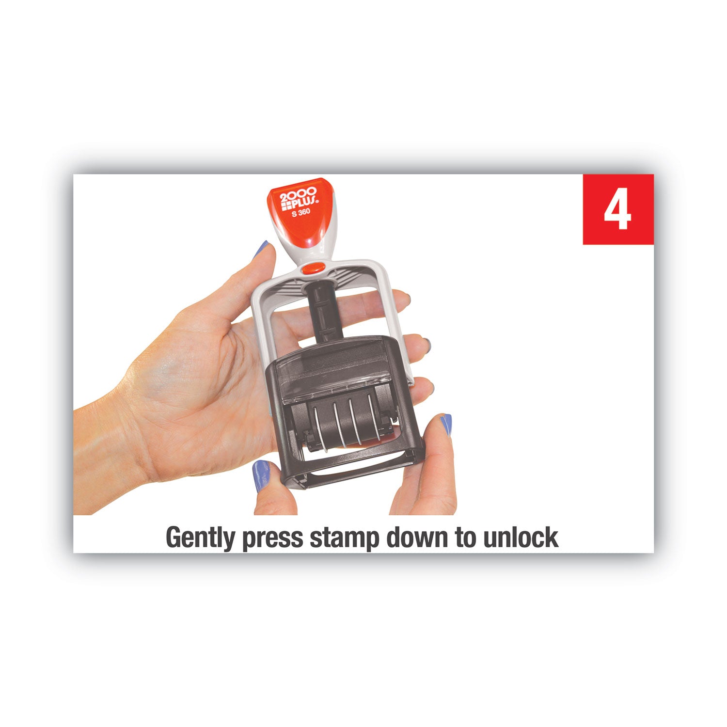 Message/Date Stamp - RECEIVED - 1" Impression Width - 4 Bands - Blue, Red - Plastic Plastic - 1 Each
