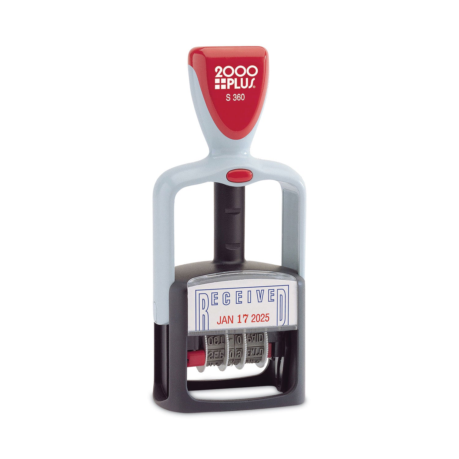 Message/Date Stamp - RECEIVED - 1" Impression Width - 4 Bands - Blue, Red - Plastic Plastic - 1 Each