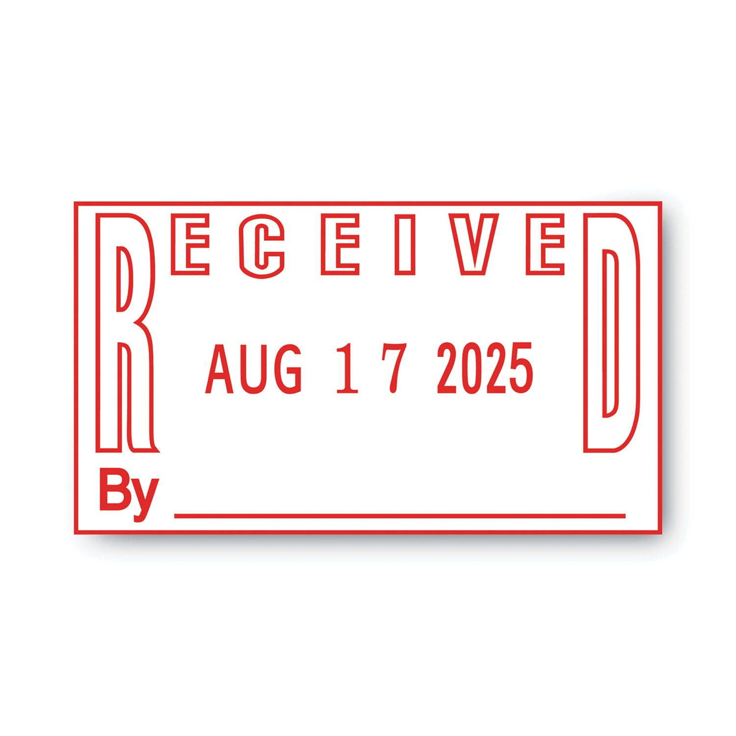 Message/Date Stamp - RECEIVED - 1" Impression Width x 1.81" Impression Length - 4 Bands - Red, Blue - 1 Each