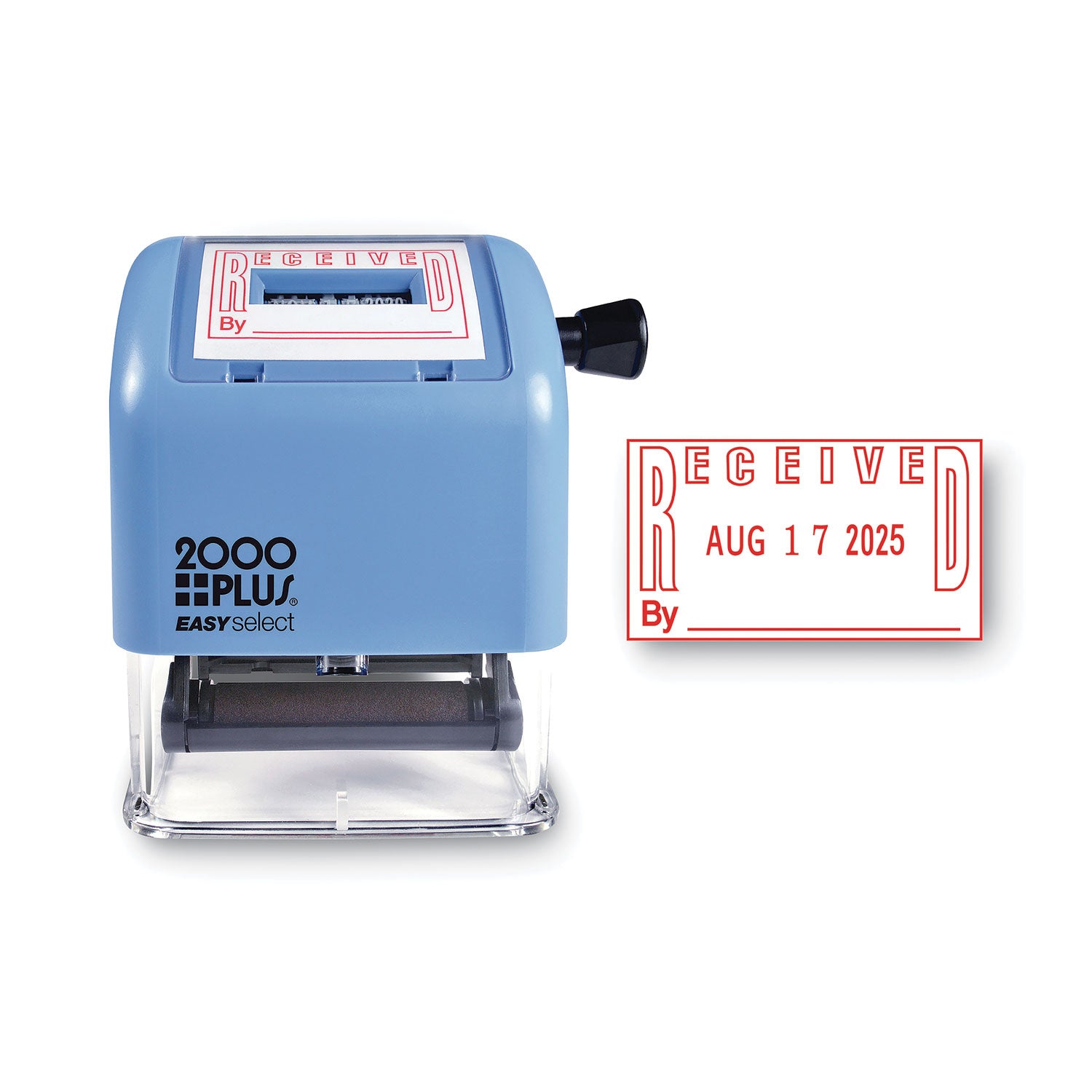 Message/Date Stamp - RECEIVED - 1" Impression Width x 1.81" Impression Length - 4 Bands - Red, Blue - 1 Each