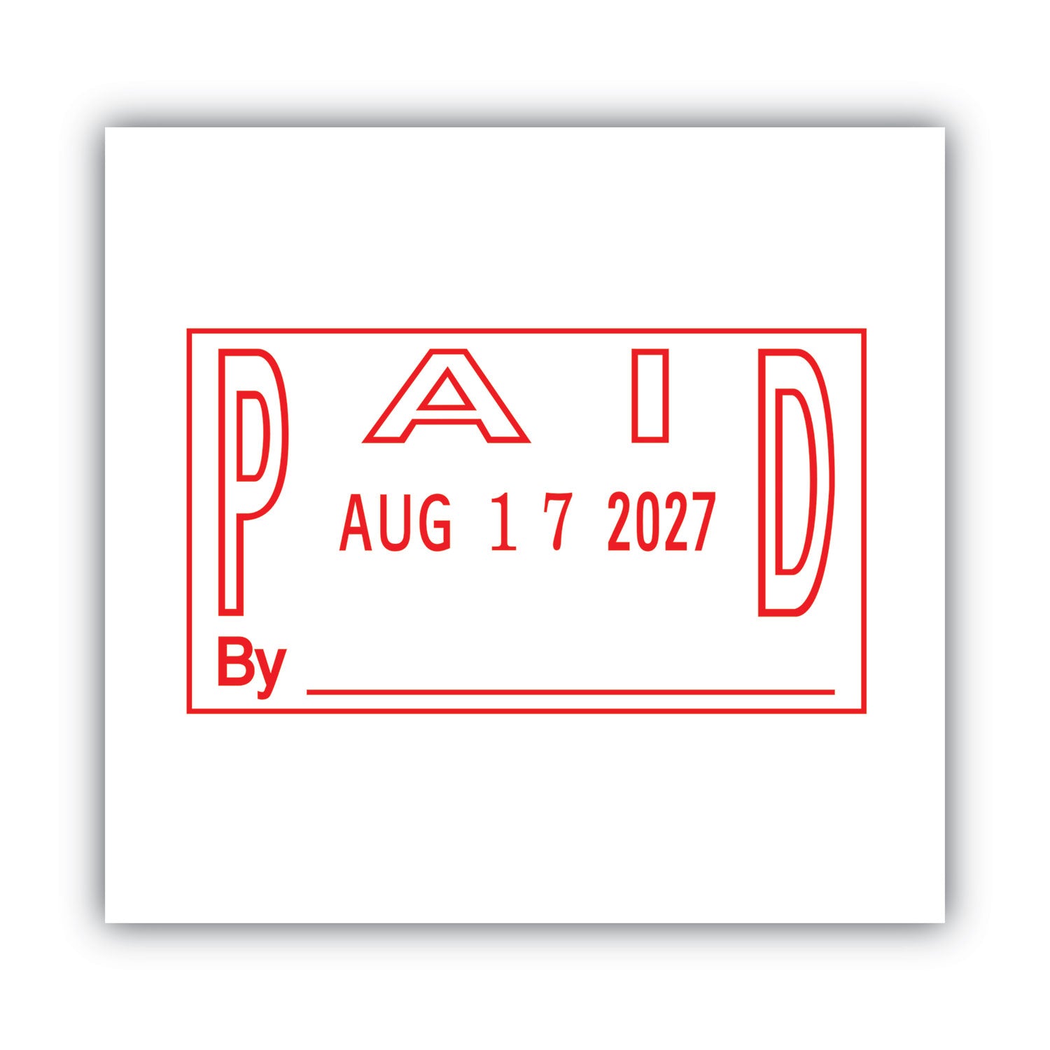 Date Stamp - 1" Impression Width x 1.81" Impression Length - Red - 1 Each
