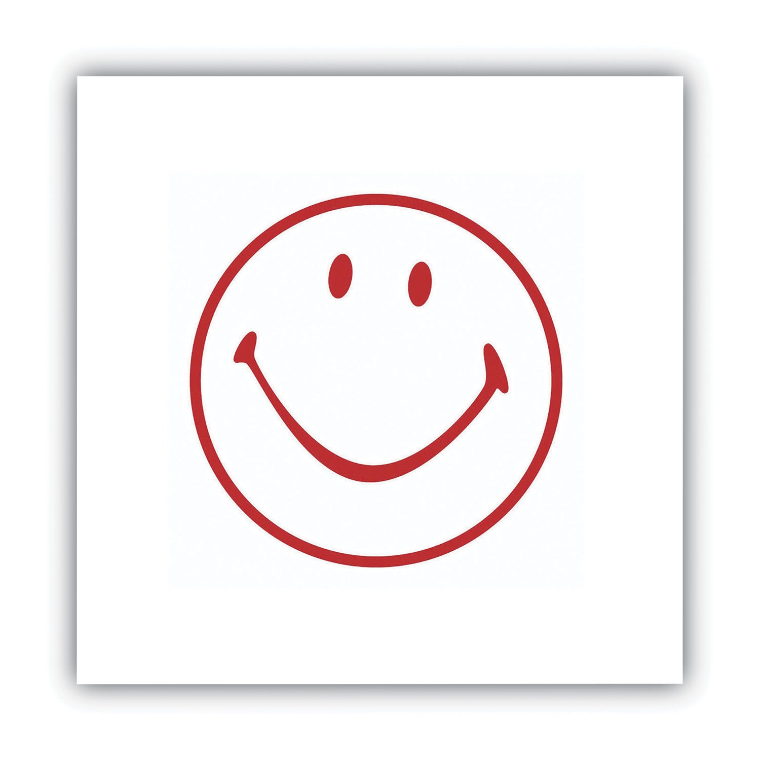 Pre-Inked Round Stamp, Smiley, 0.63" dia, Red