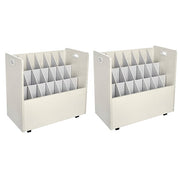 21-Slot White Mobile Rolling Wood Blueprint Roll File Large Document Organizer 2 Pack