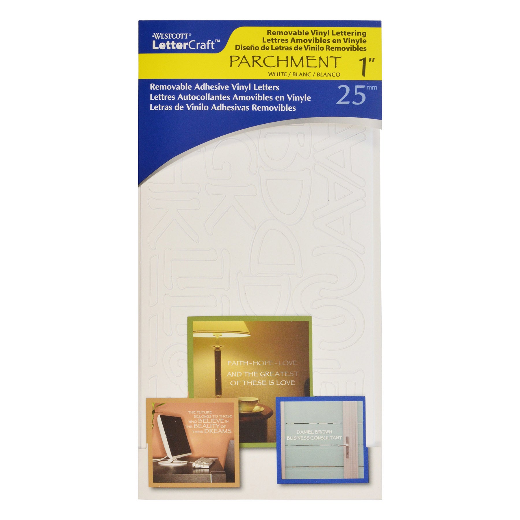 LetterCraft Removable Vinyl Lettering, 1-Inch, Parchment, White