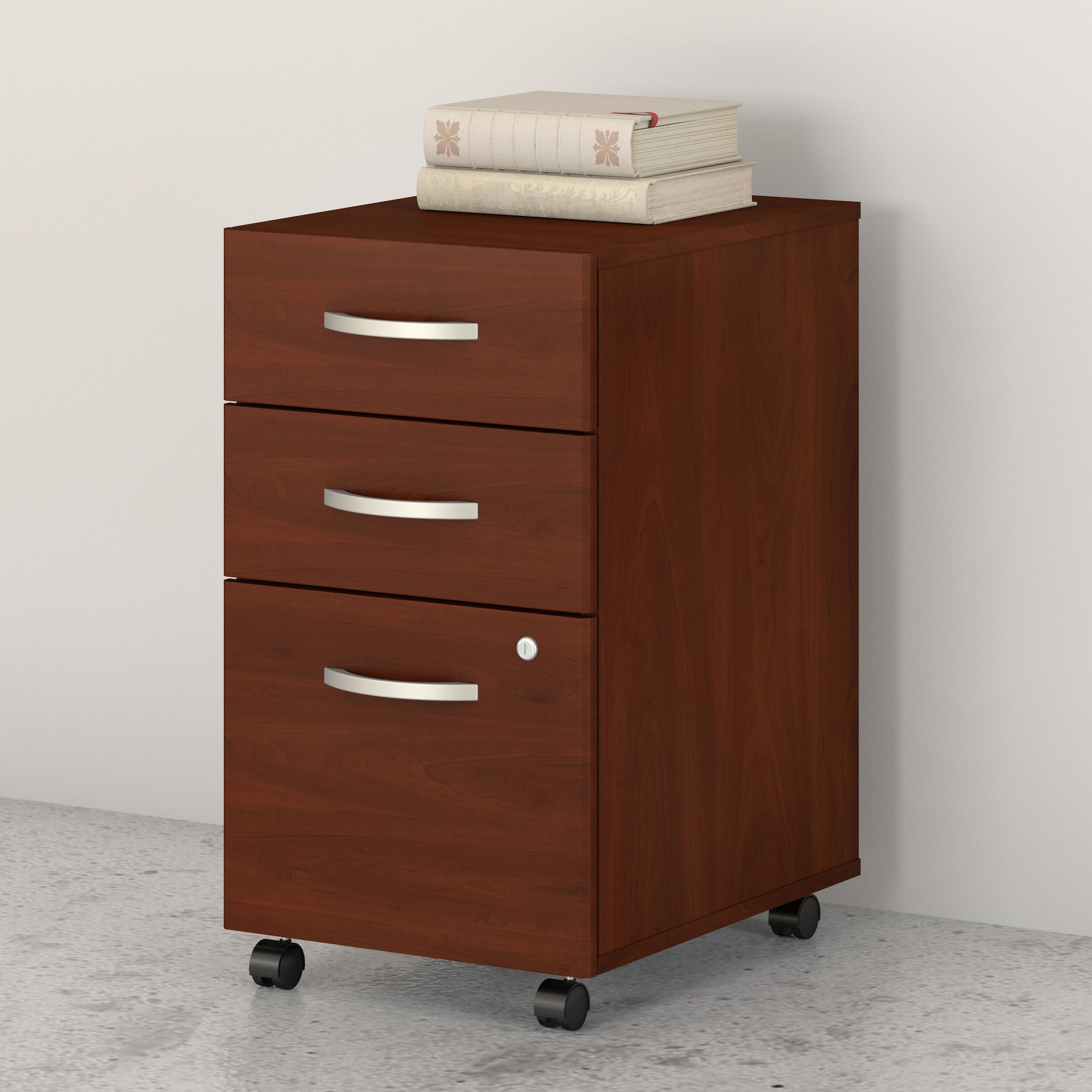 Bush Business Furniture Studio C 3 Drawer Mobile File Cabinet in Hansen Cherry - 15.71" Width x 20.2" Depth x 27.79" Height