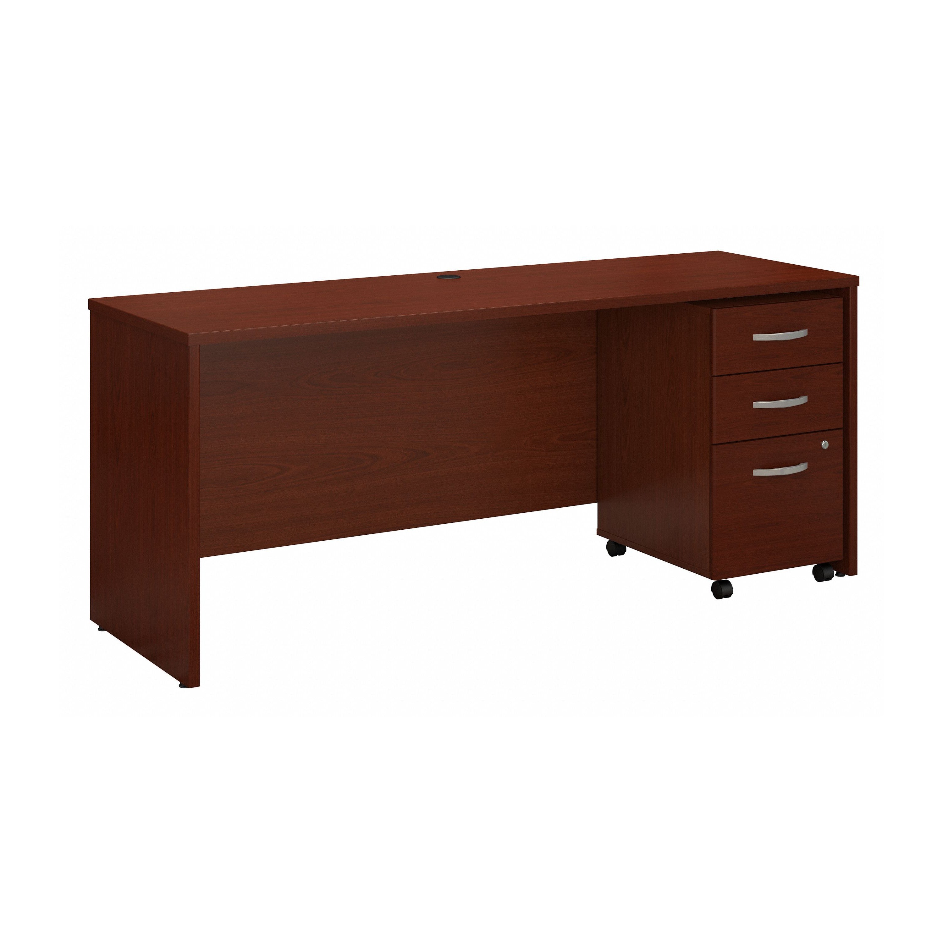 Bush Business Furniture Series C 72W x 24D Office Desk with Mobile File Cabinet in Mahogany - 71.02" Width x 23.35" Depth x 29.8" Height