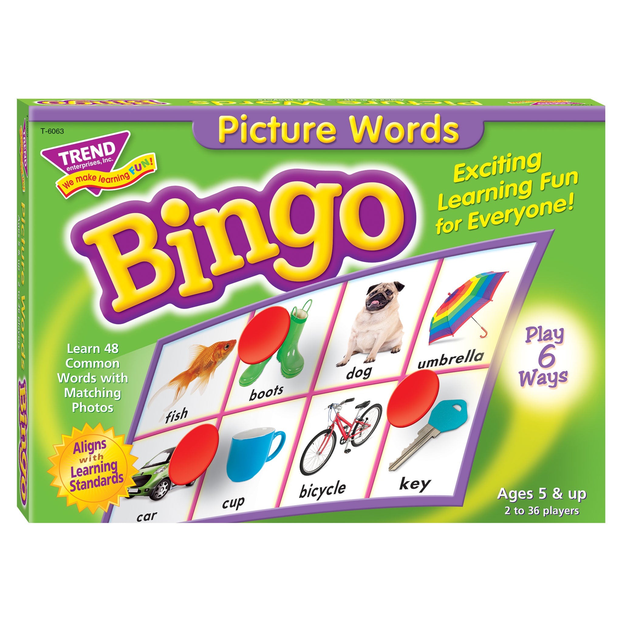 BINGO PICTURE WORDS AGES 5 & UP
