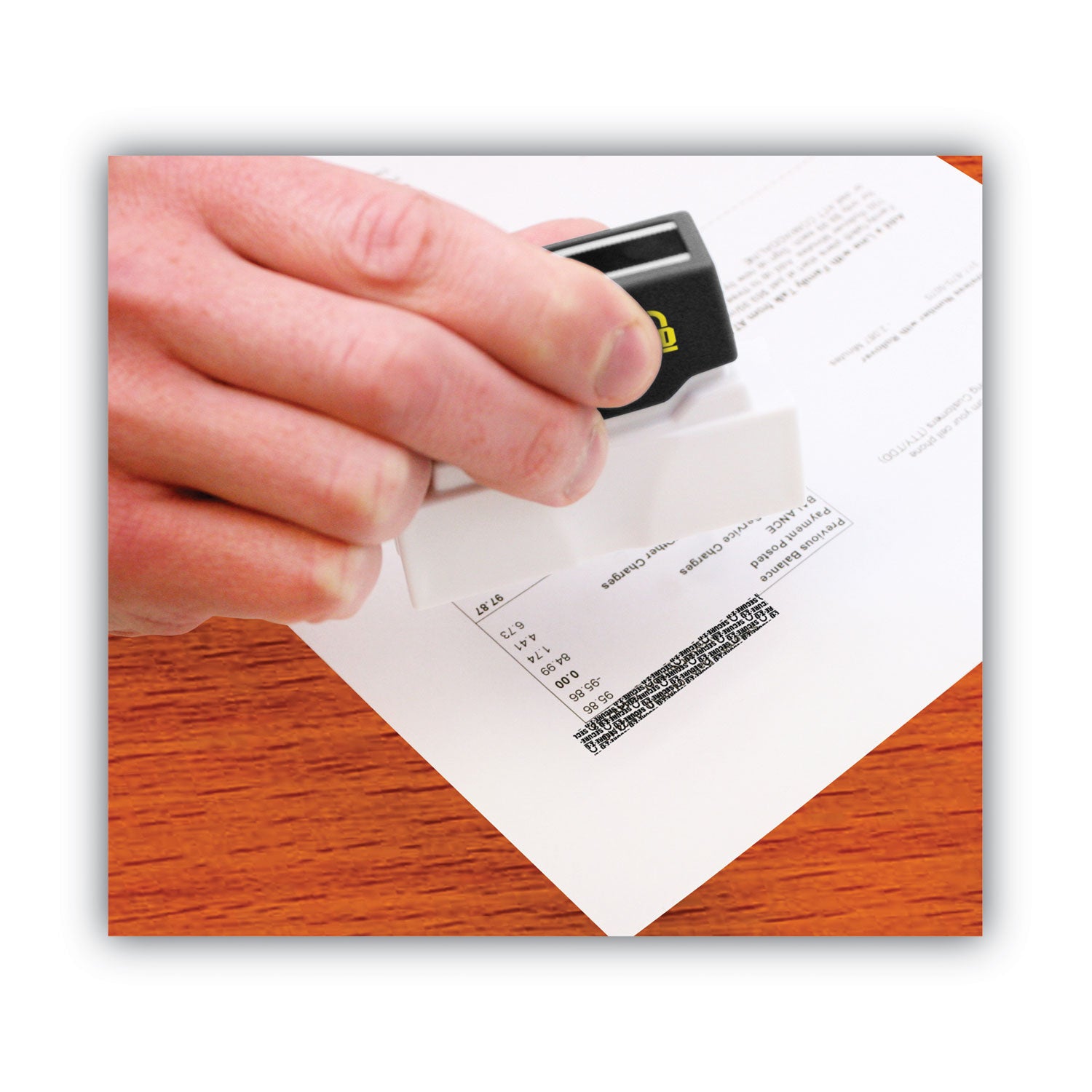 secure-i-d security stamp, obscures area 2.5 x 0.31, black