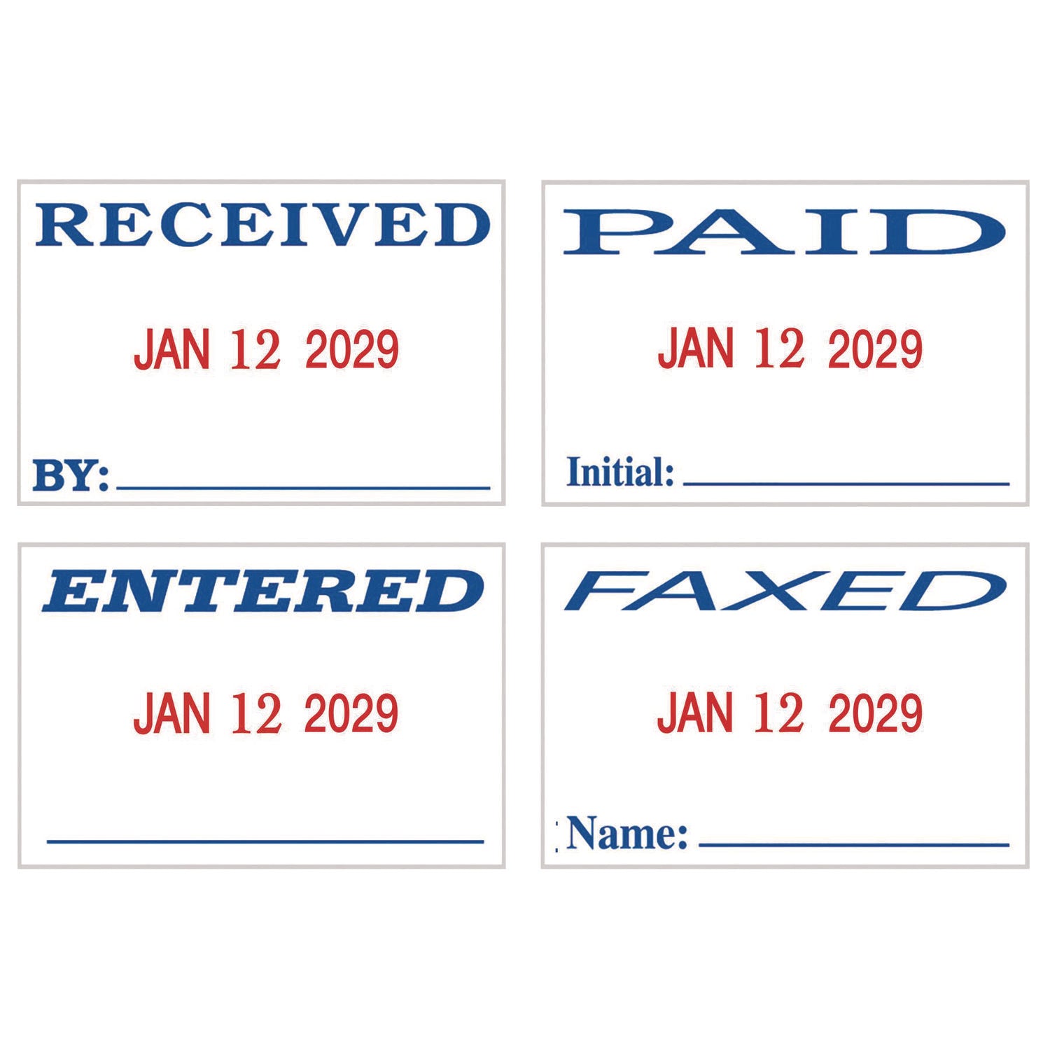 Economy Message Dater, 4 Messages, Red/blue, 1.75 X 0.94