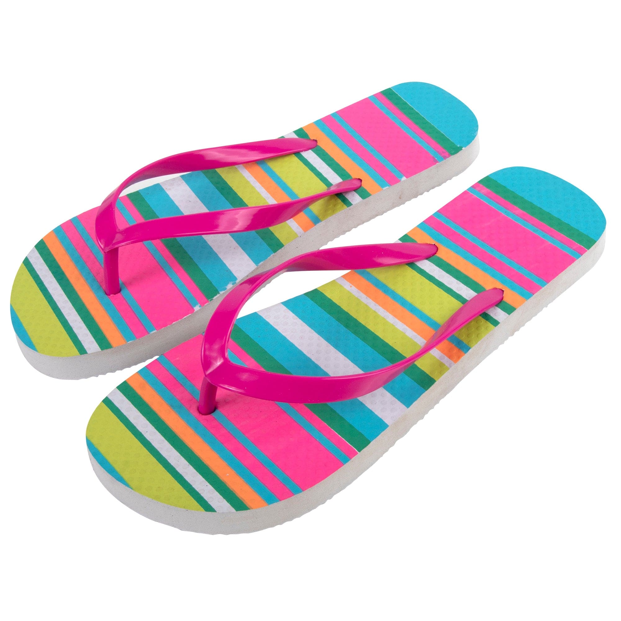 Women's Striped Flip Flops - Assorted Colors - 50 pairs in the Pack