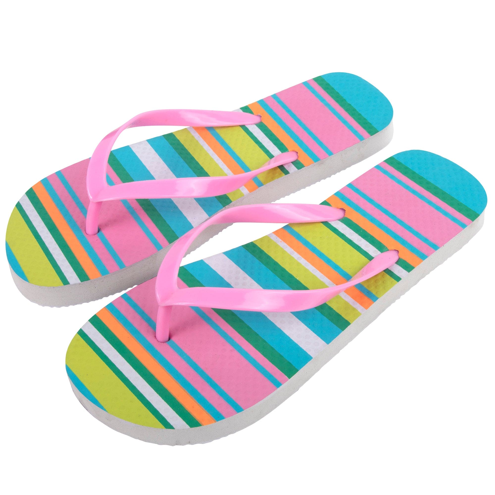 Women's Striped Flip Flops - Assorted Colors - 50 pairs in the Pack