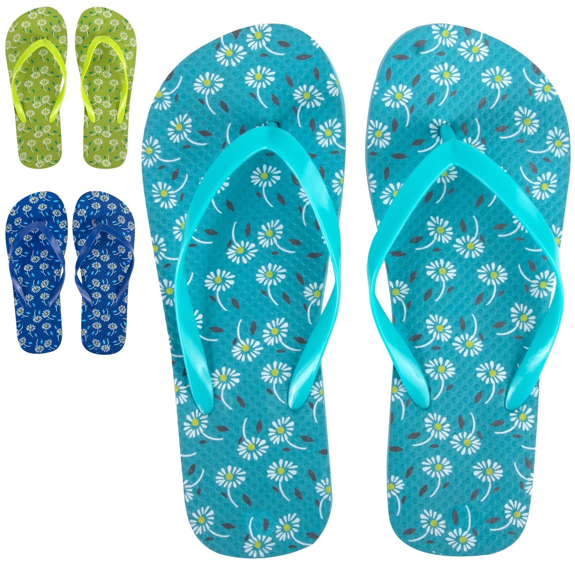 Women's Floral Flip Flops - Assorted Colors - 50 pairs in the Pack