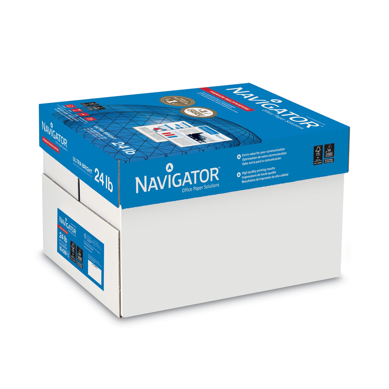 97 Brightness - Letter - 8 1/2" x 11" - 24 lb Basis Weight - White - 500 Sheets per Ream - 10 / Carton