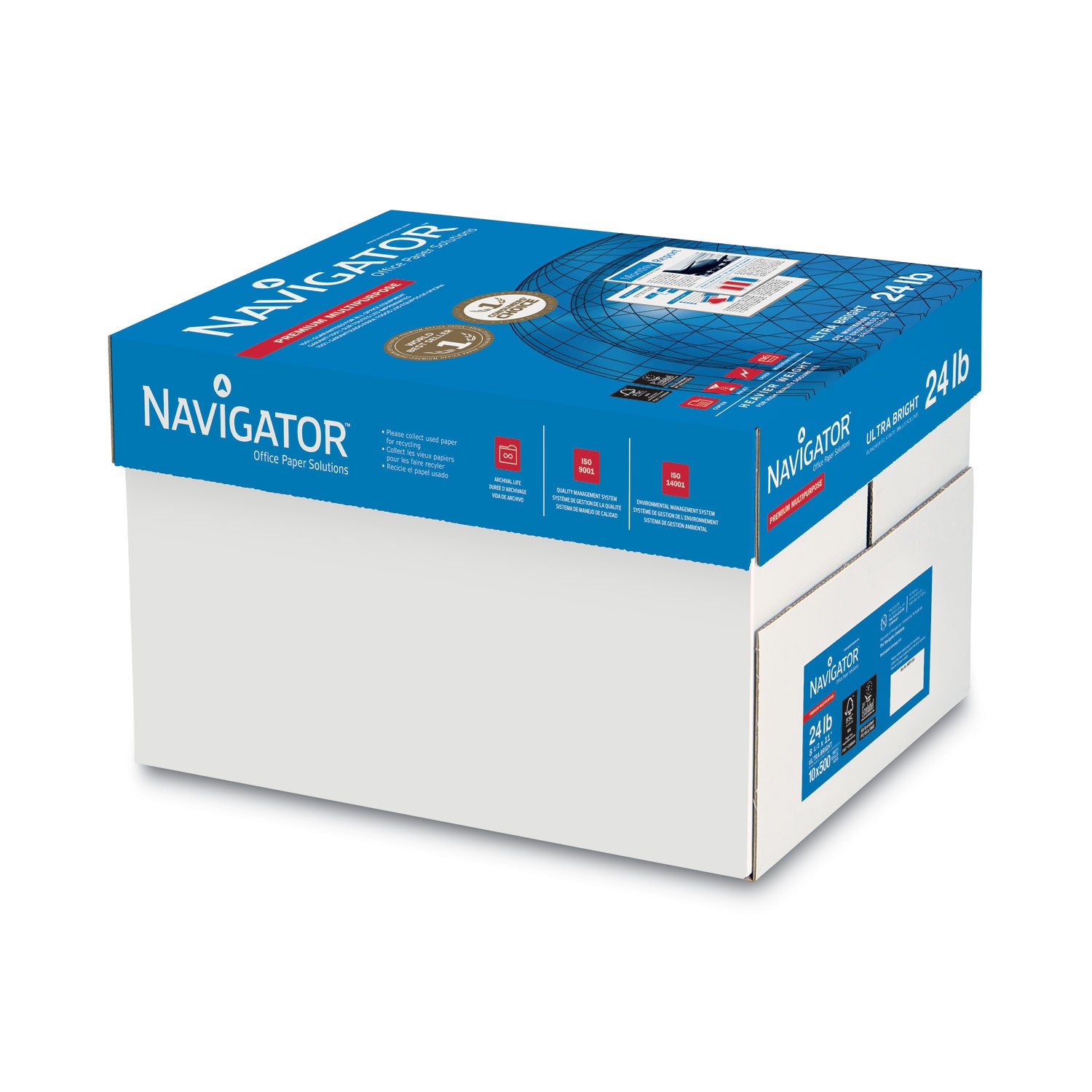 97 Brightness - Letter - 8 1/2" x 11" - 24 lb Basis Weight - White - 500 Sheets per Ream - 10 / Carton