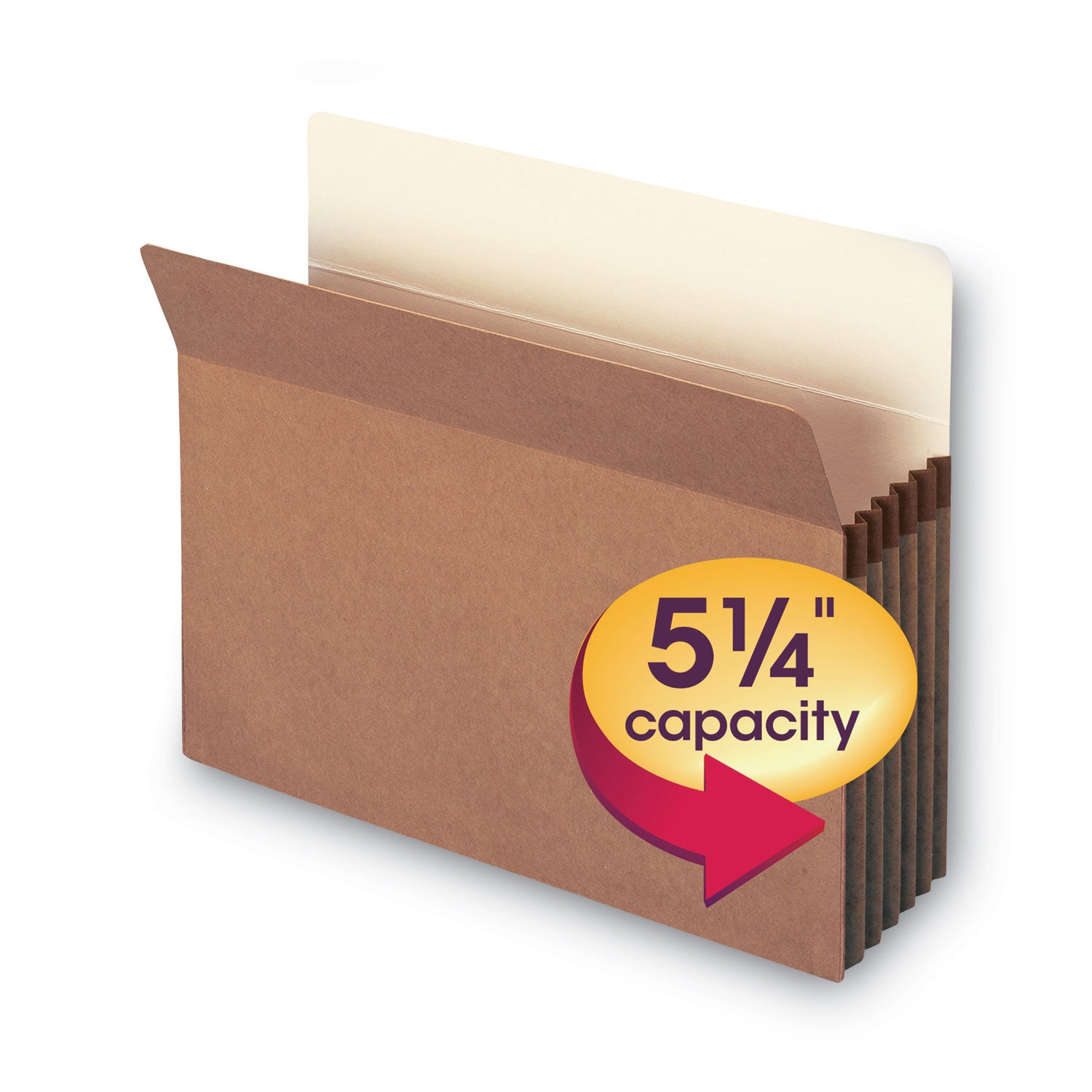 Smead Straight Tab Letter Size Recycled File Pocket, 8.5" x 11", 5.25" Expansion, Redrope, Tear Resistant, Reinforced Gusset, 30% Recycled, 10/Box
