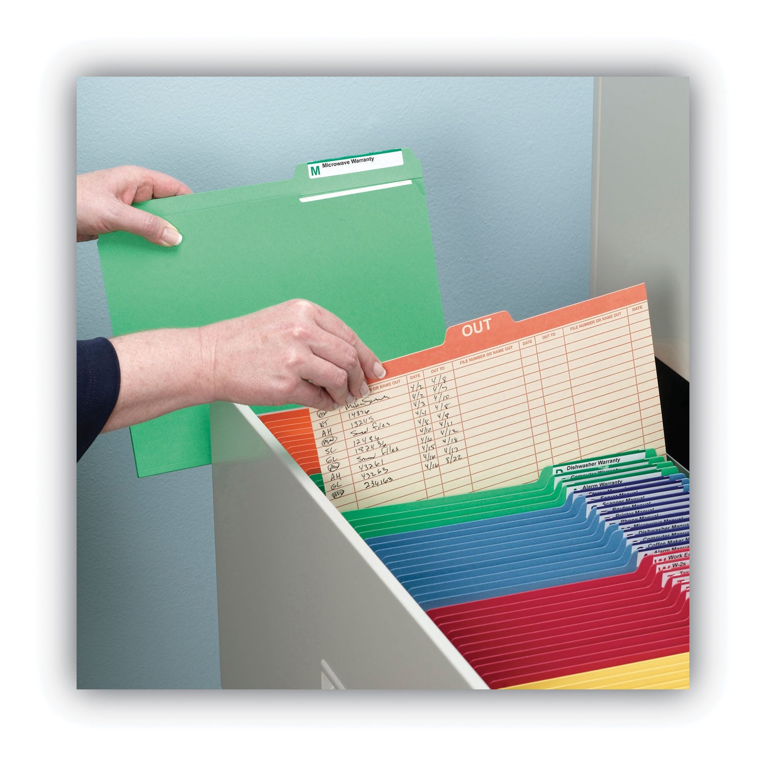 Smead 1/5 Tab Cut Letter Recycled Top Tab File Folder - 8 1/2" x 11" - Center Tab Position - 18 pt. - Manila - Preprinted - 10% Recycled - 100 / Box