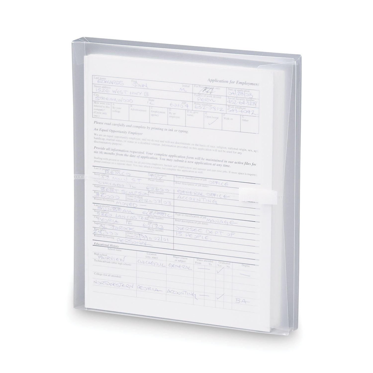 Smead Side-Load Poly Envelope, Letter Size, 8.5" x 11", 1.25" Expansion, Clear Polypropylene, 5 Pack