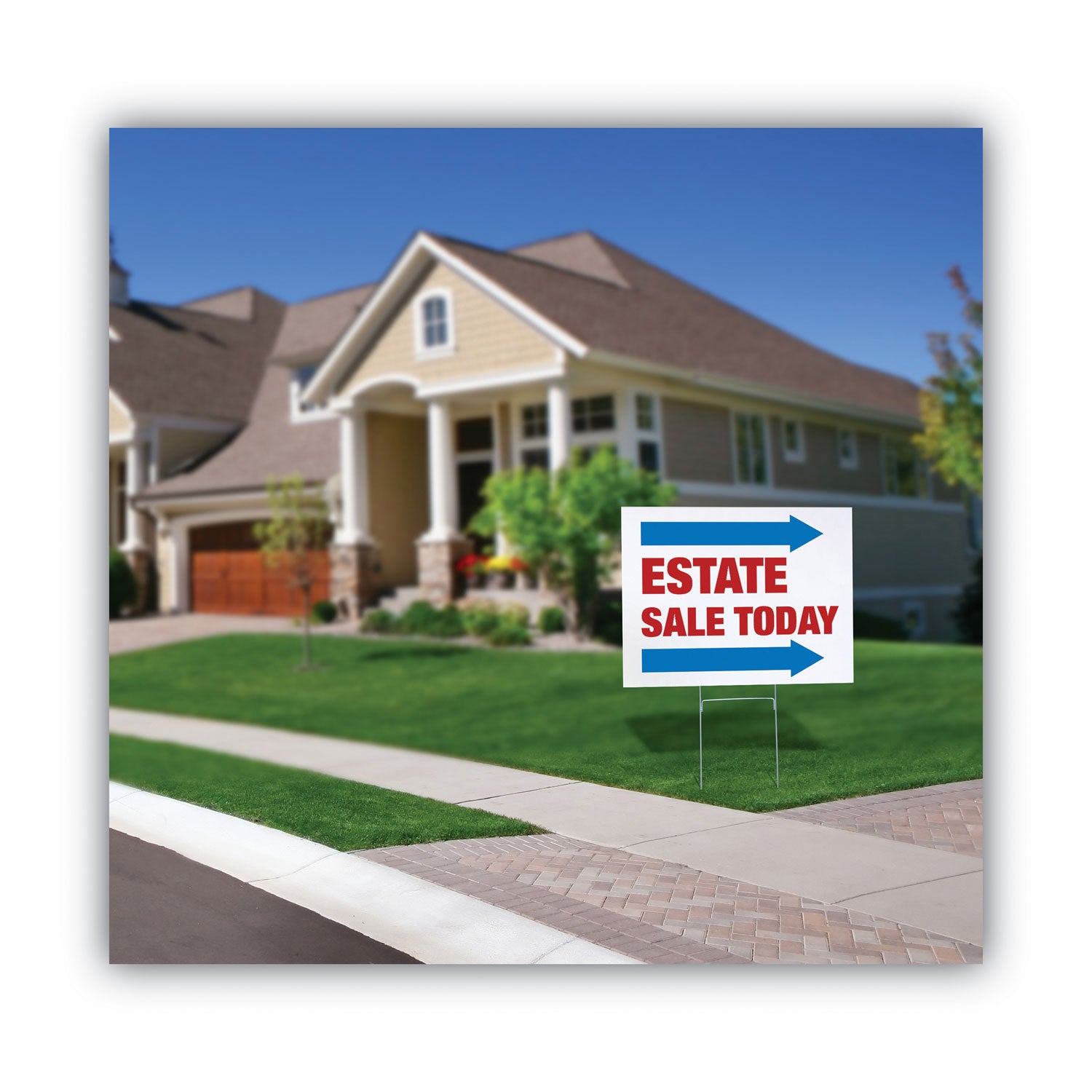Stake Sign, Blank White, Includes Directional Arrows,  15 x 19