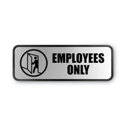 Print/Message "Employees Only" - 9" Width x 3" Height - Rectangular Shape - Office - Metal - Black - 1 Each