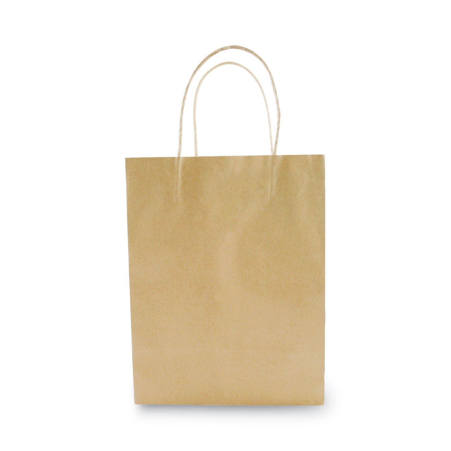 Premium Shopping Bag, Natural Twisted-Paper Handles, 8" x 4" x 10.25", Brown, 50/Box