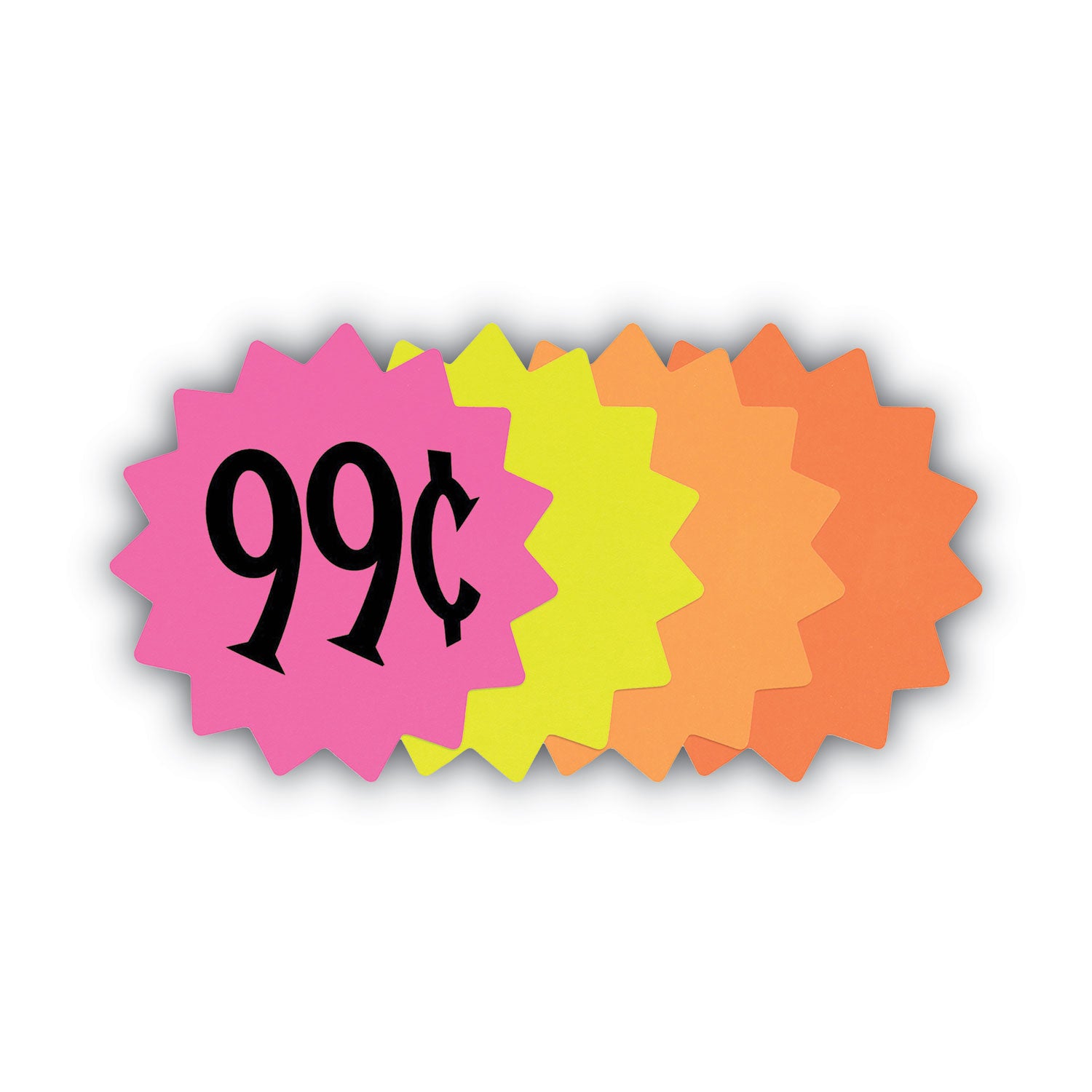 4" Width x 4" Height - Round Shape - Durable, Fluorescent, Die-cut - Information, Display - Card Stock - Fluorescent Pink, Fluorescent Light Orange, Fluorescent Orange, Fluorescent Green - 1 Each