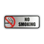 Print/Message "No Smoking" - 9" Width x 3" Height - Rectangular Shape - Office - Metal - Black - 1 Each