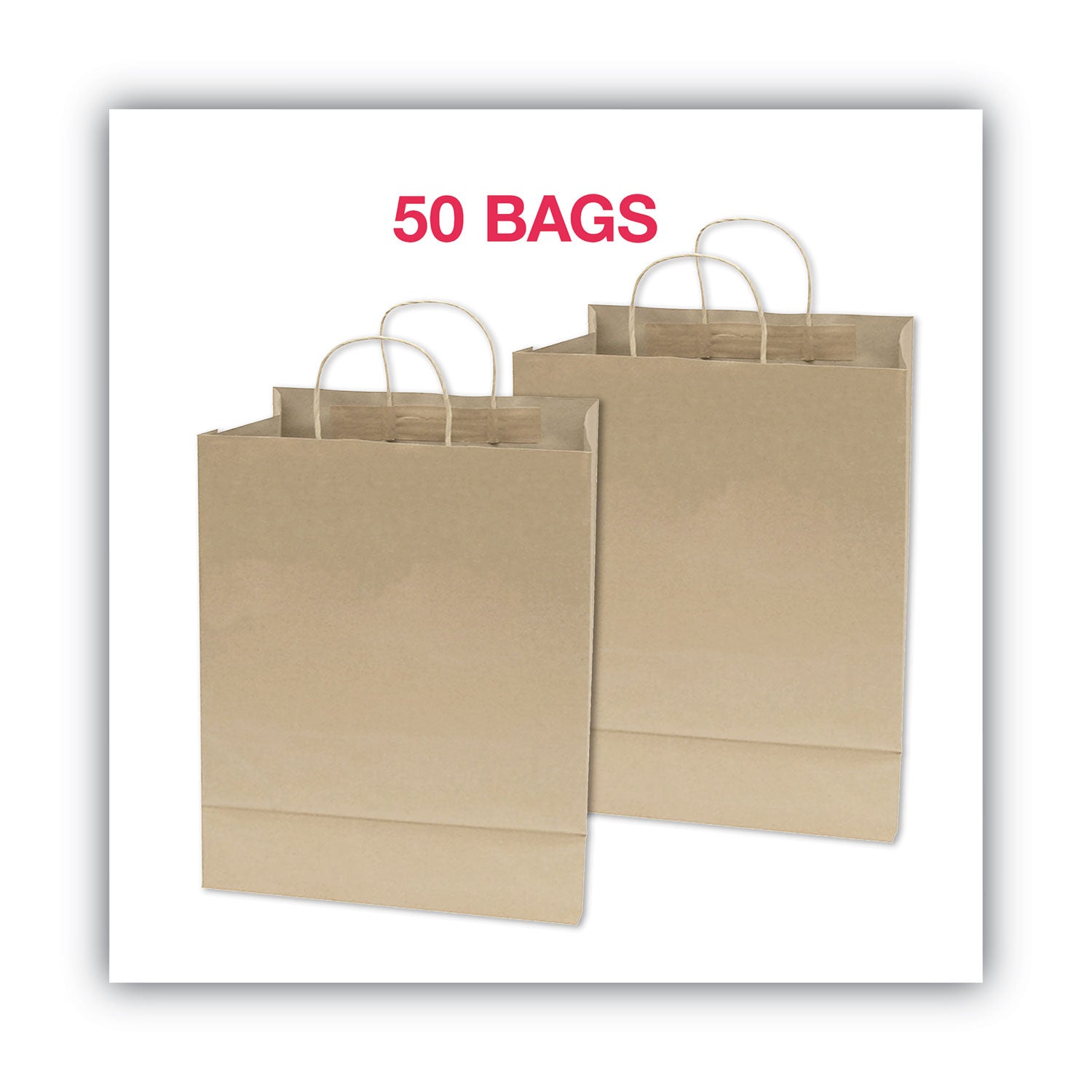 COSCO Premium Large Brown Paper Shopping Bags - 13" Length x 10" Width - Kraft - Paper - Shopping - 50 / Box