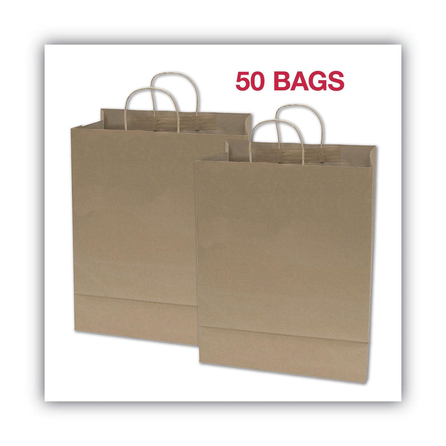 COSCO Premium Large Brown Paper Shopping Bags - 17" Length x 12" Width - Kraft - Paper - Shopping - 1 Box