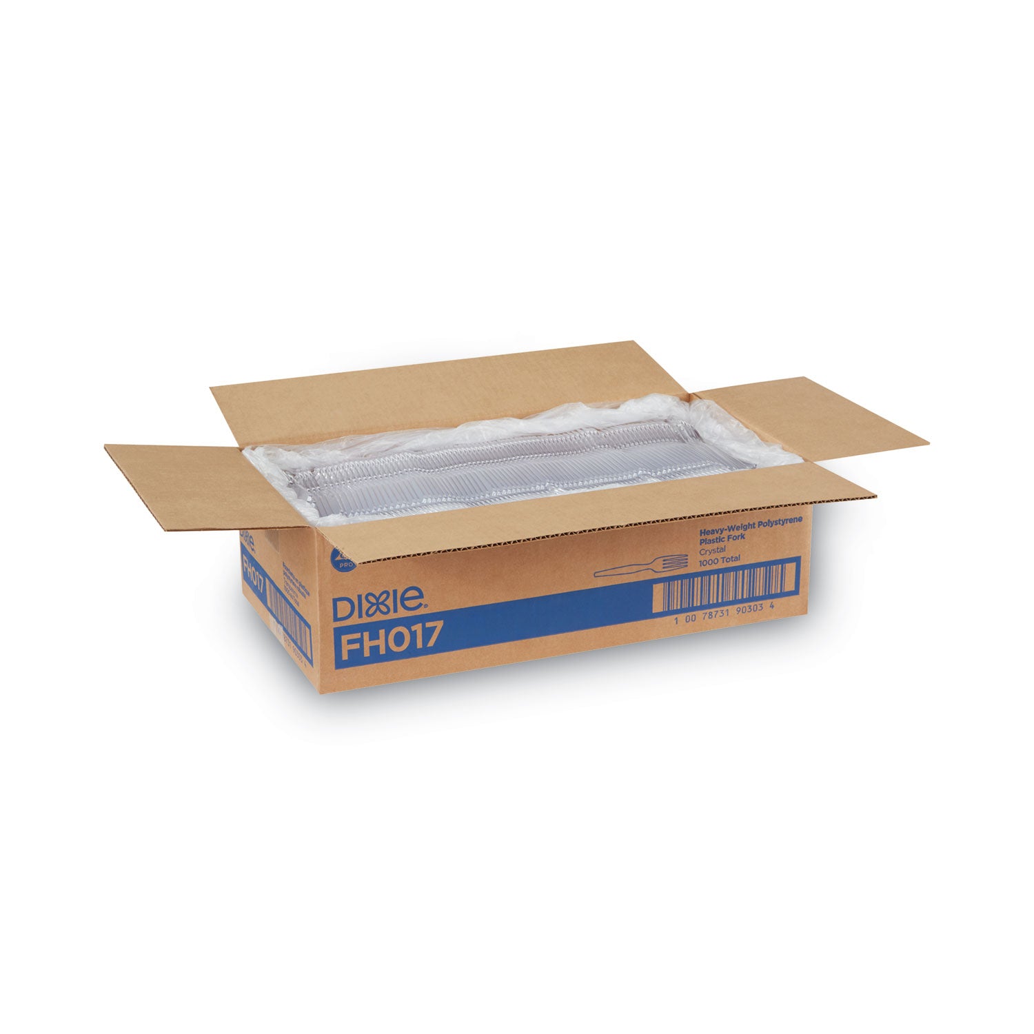 Dixie Heavyweight Plastic Cutlery - Fork - 1 x Fork - Breakroom - Disposable - Clear - 1000 / Carton