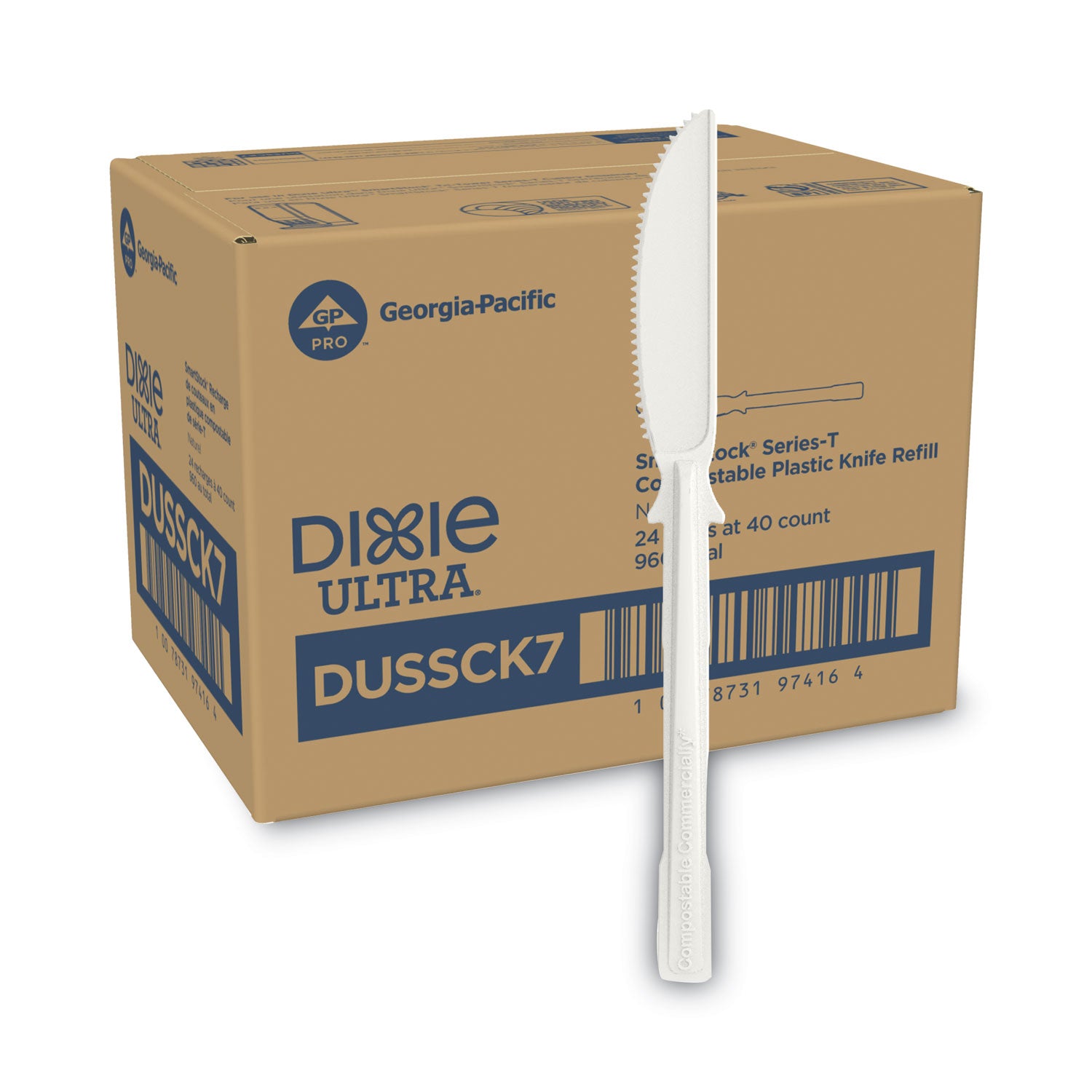Dixie Ultra SmartStock Cutlery Set, Knife, Disposable, CPLA, Natural Beige, 960 per Case