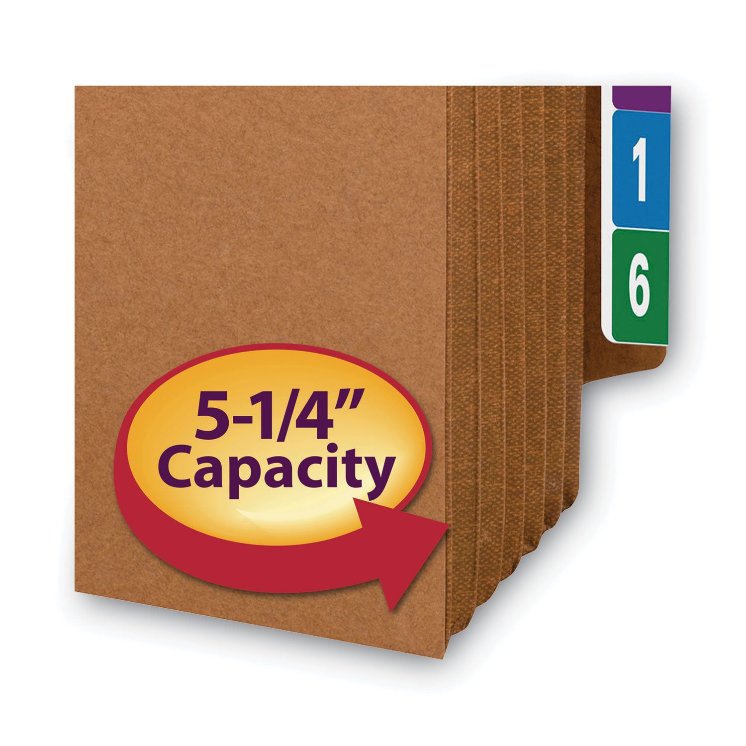 Smead TUFF Straight Tab Cut Letter Recycled File Pocket - 8 1/2" x 11" - 5 1/4" Expansion - 16.5 pt. - 2 Plys - Redrope - Rip Resistant, Tear Resistant, Reinforced Tab, Heavyweight Cover - 30% Recycled - 10 / Box